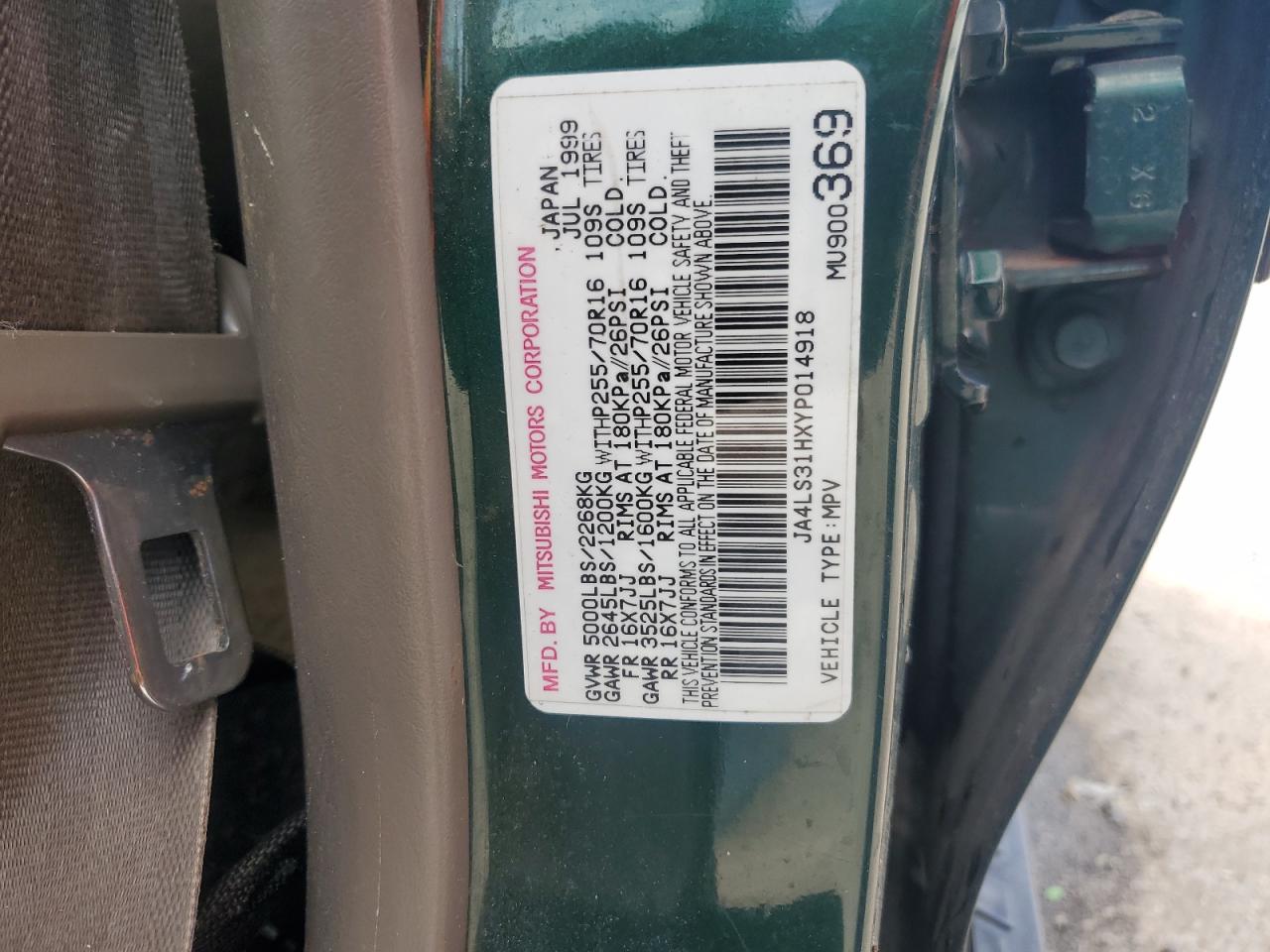 2000 Mitsubishi Montero Sport Ls Green vin: JA4LS31HXYP014918