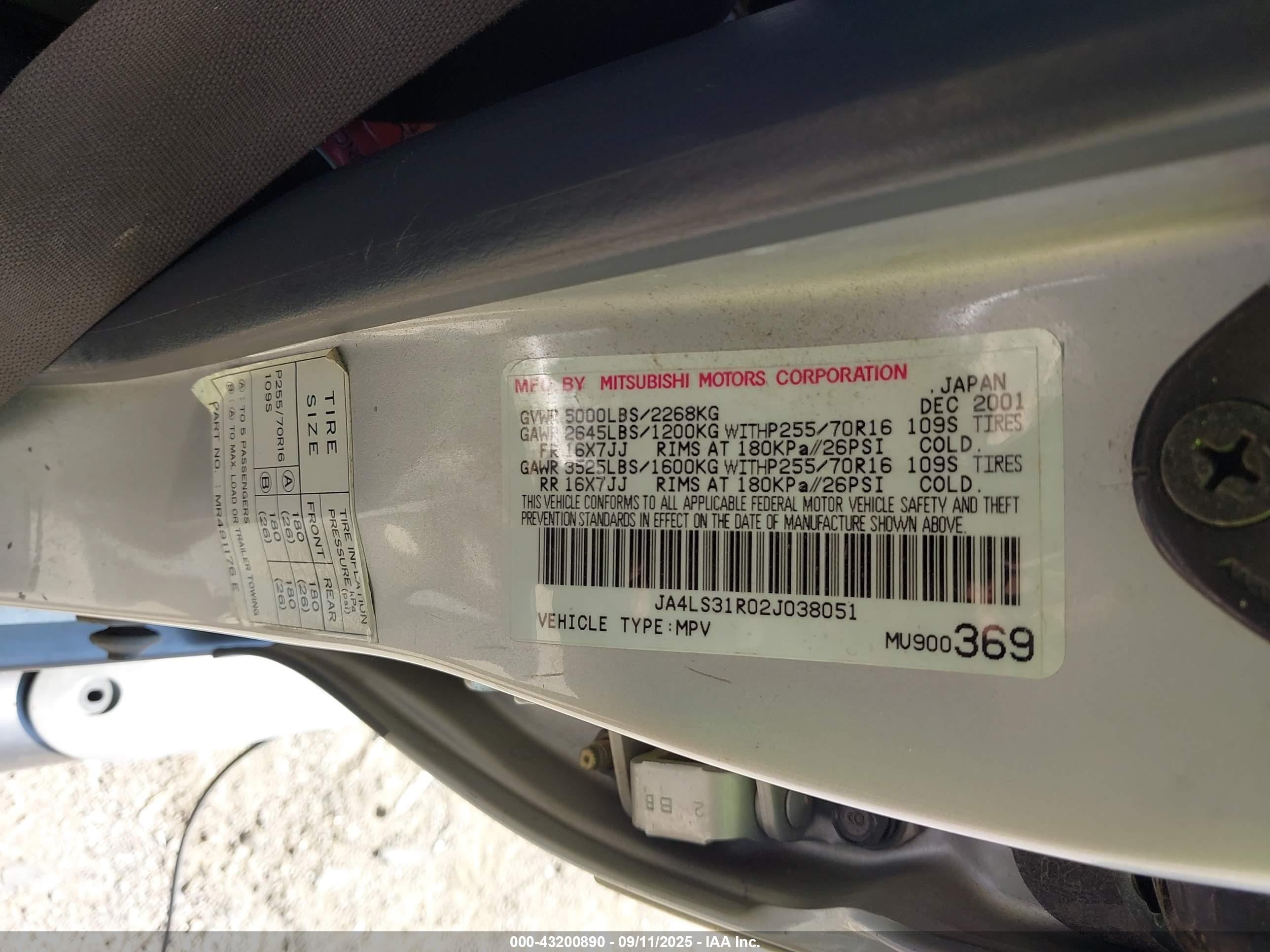 2002 Mitsubishi Montero Sport Xls Black vin: JA4LS31R02J038051