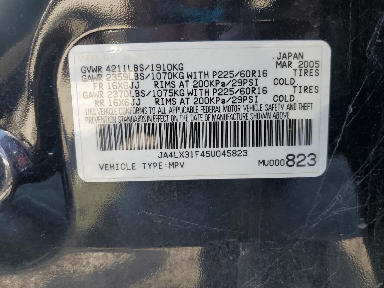 2005 Mitsubishi Outlander Ls Черный vin: JA4LX31F45U045823