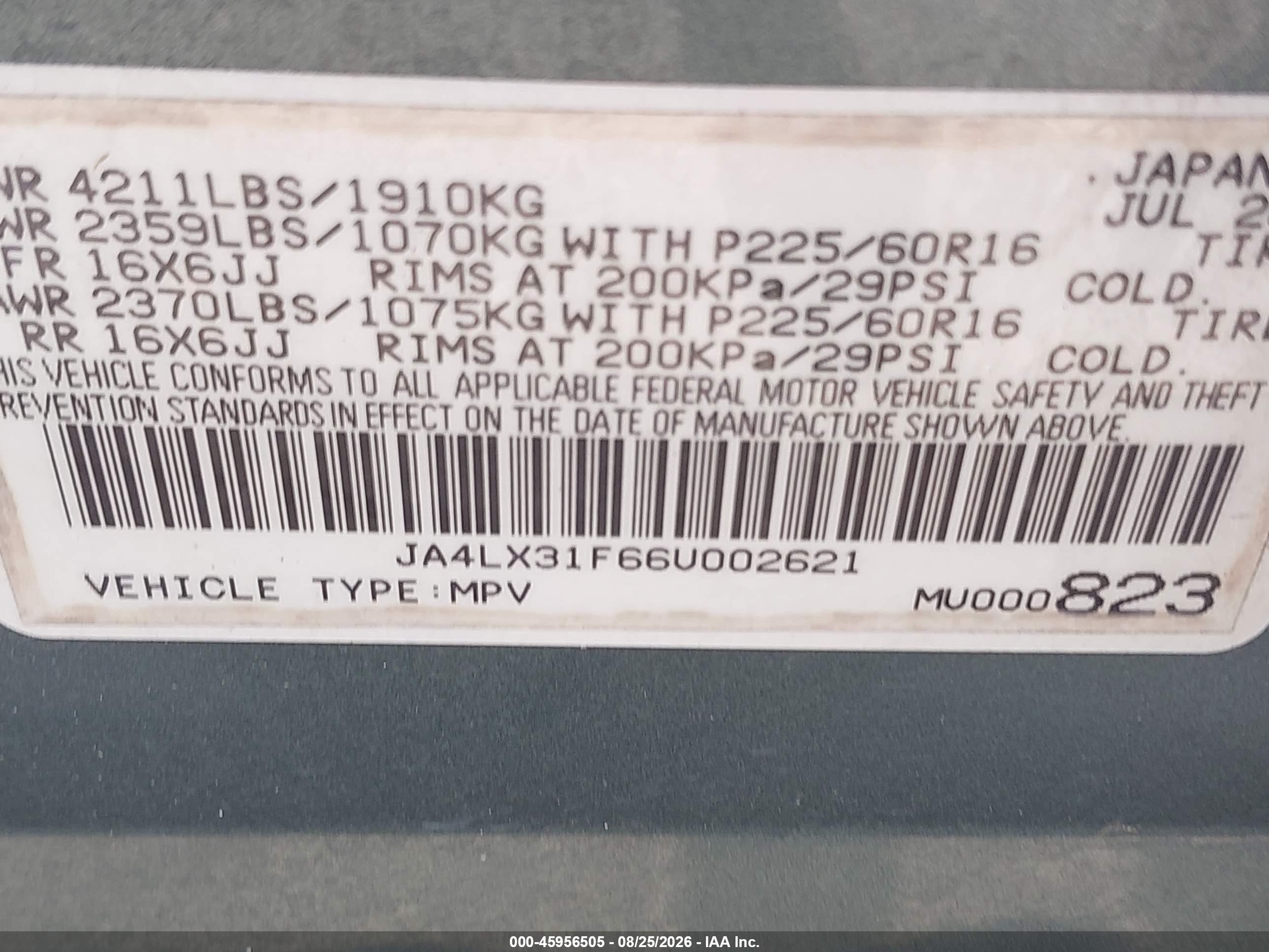 2006 Mitsubishi Outlander Ls Green vin: JA4LX31F66U002621