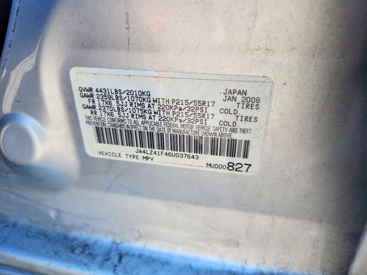 2006 Mitsubishi Outlander Se Silver vin: JA4LZ41F46U037643