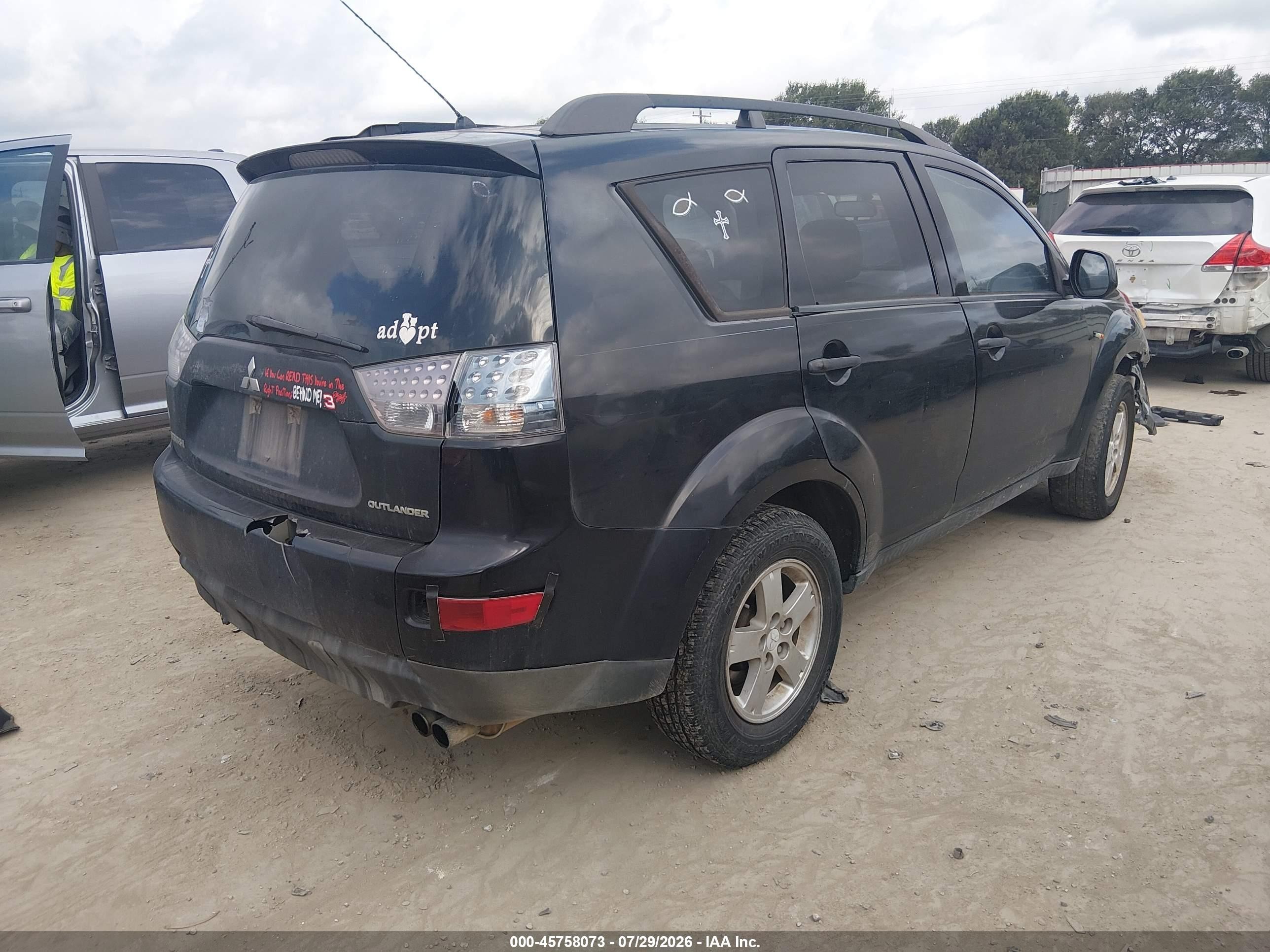 2007 Mitsubishi Outlander Es/ls Black vin: JA4MS31X57Z008006