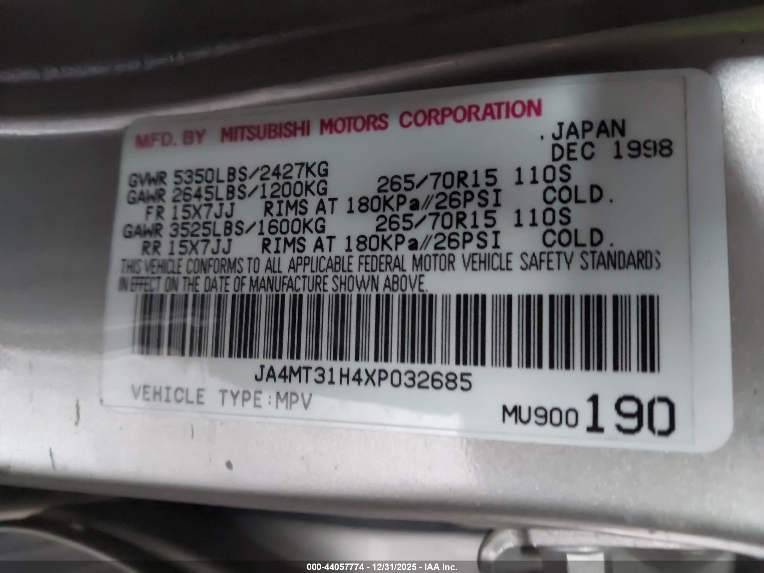 1999 Mitsubishi Montero Sport Ls/xls Gold vin: JA4MT31H4XP032685