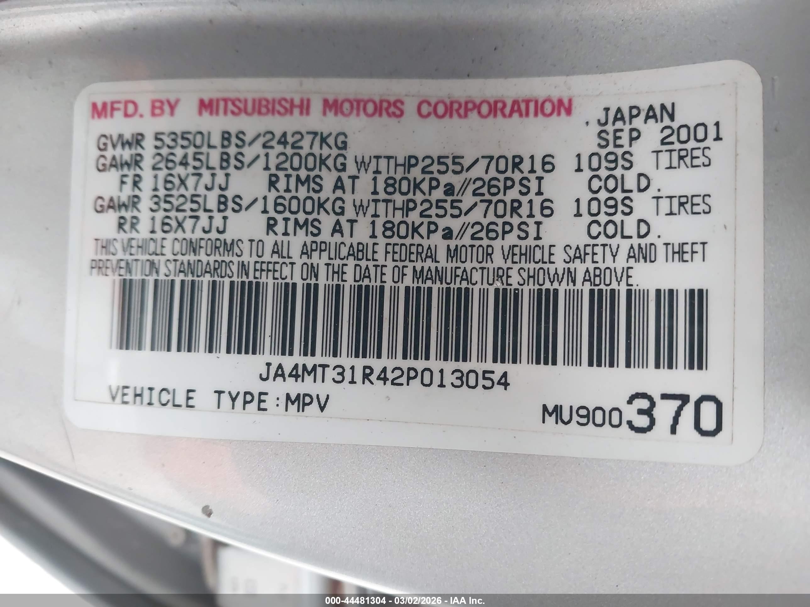 2002 Mitsubishi Montero Sport Xls Silver vin: JA4MT31R42P013054
