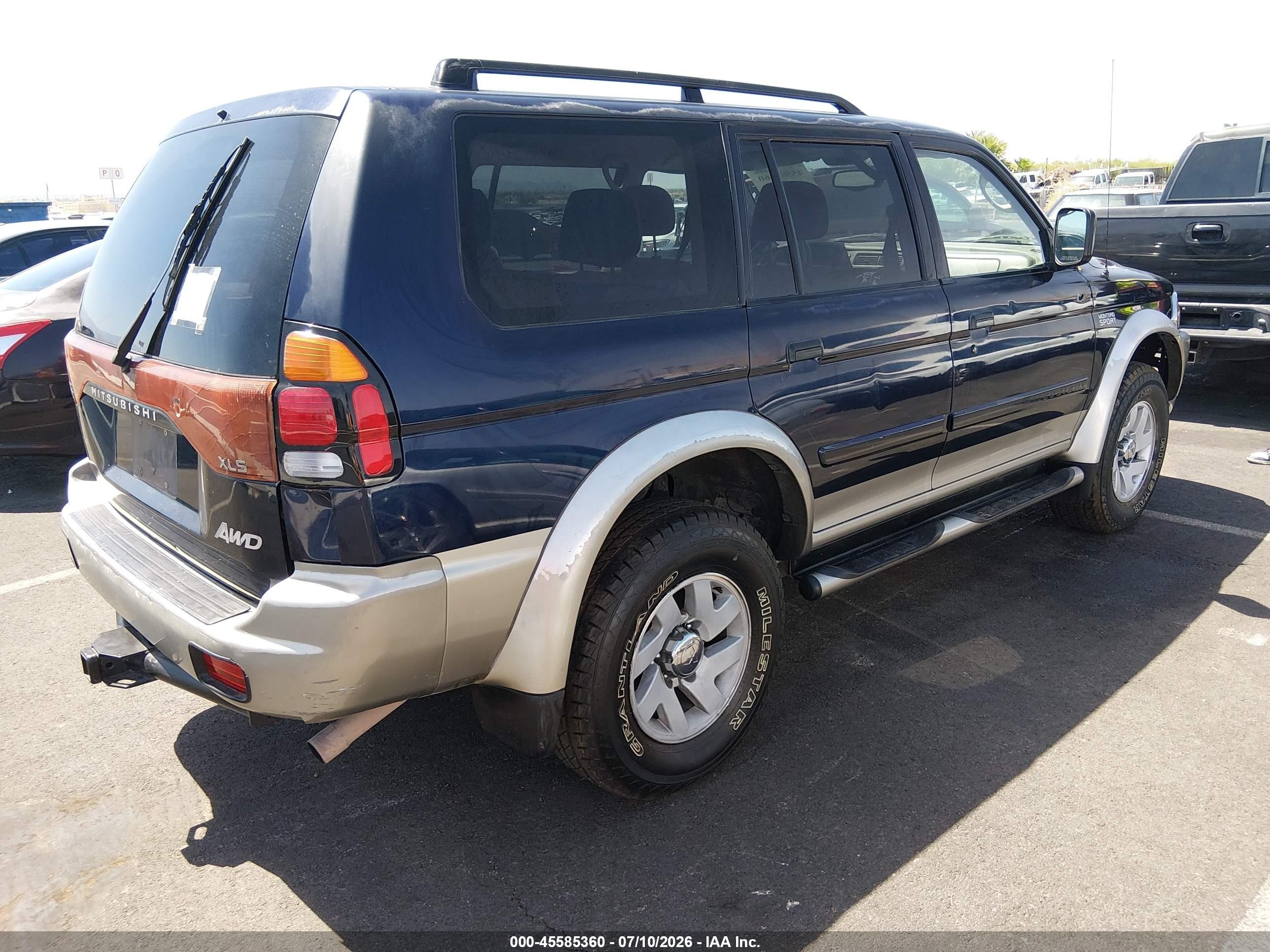 2002 Mitsubishi Montero Sport Xls Blue vin: JA4MT31R52J045899