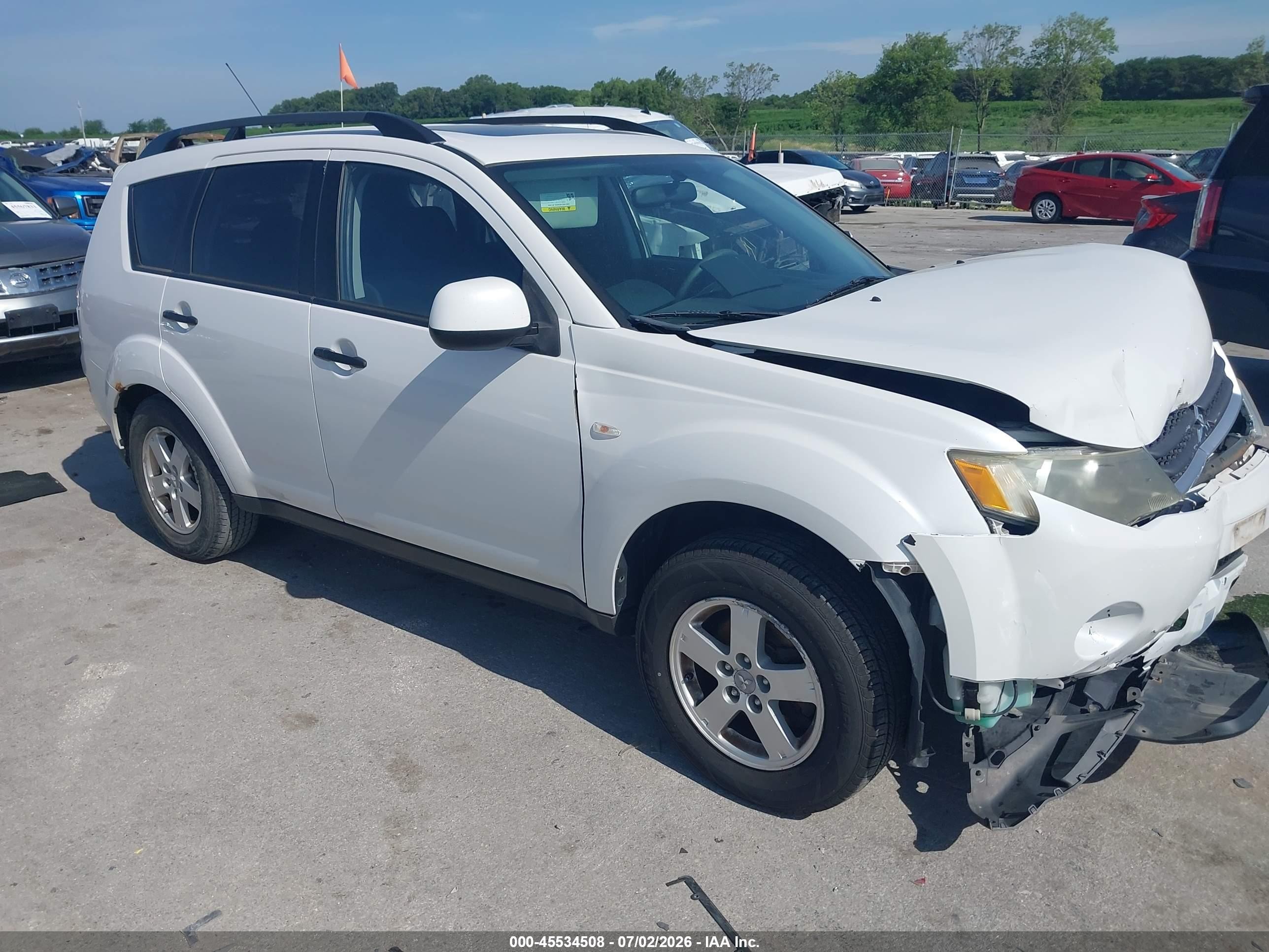 2007 Mitsubishi Outlander Ls White vin: JA4MT31X77Z015701