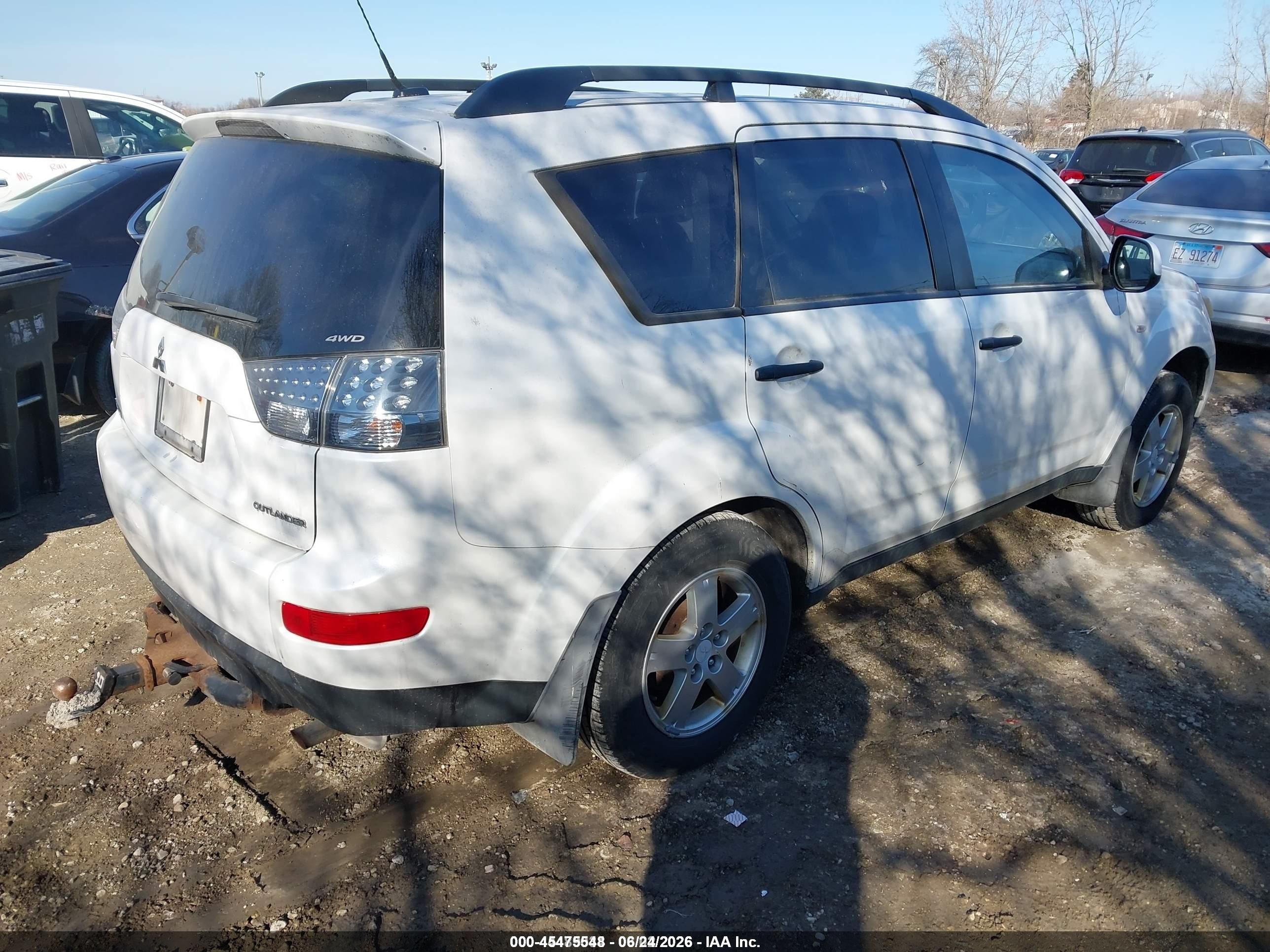 2007 Mitsubishi Outlander Ls White vin: JA4MT31X87U012965