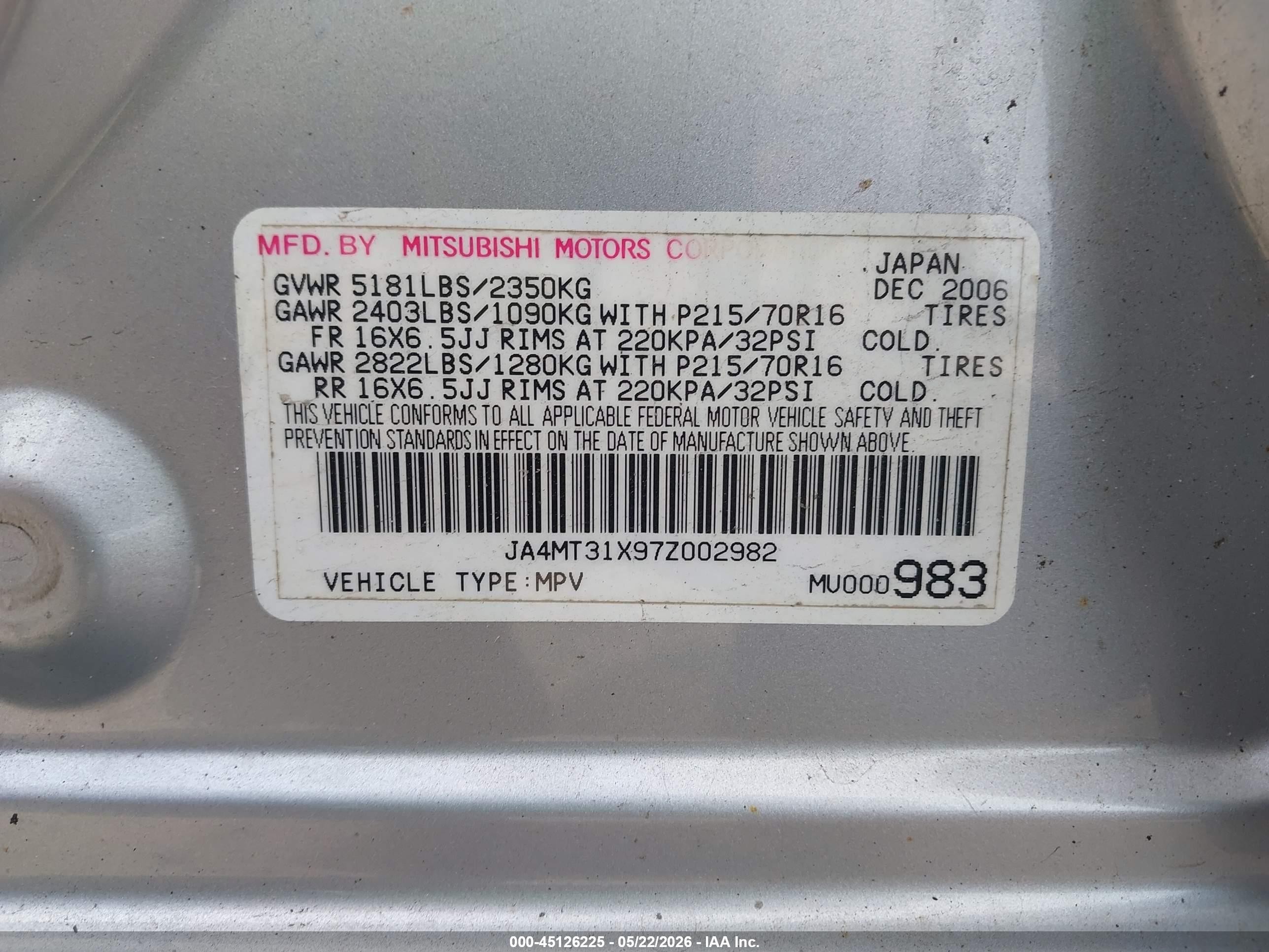 2007 Mitsubishi Outlander Ls Silver vin: JA4MT31X97Z002982