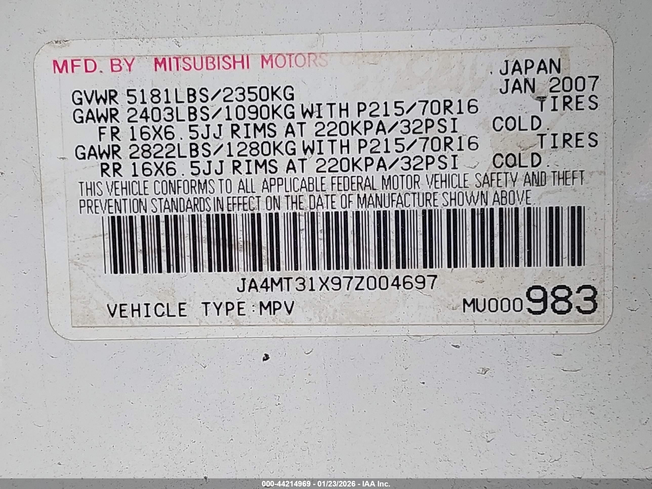 2007 Mitsubishi Outlander Ls White vin: JA4MT31X97Z004697