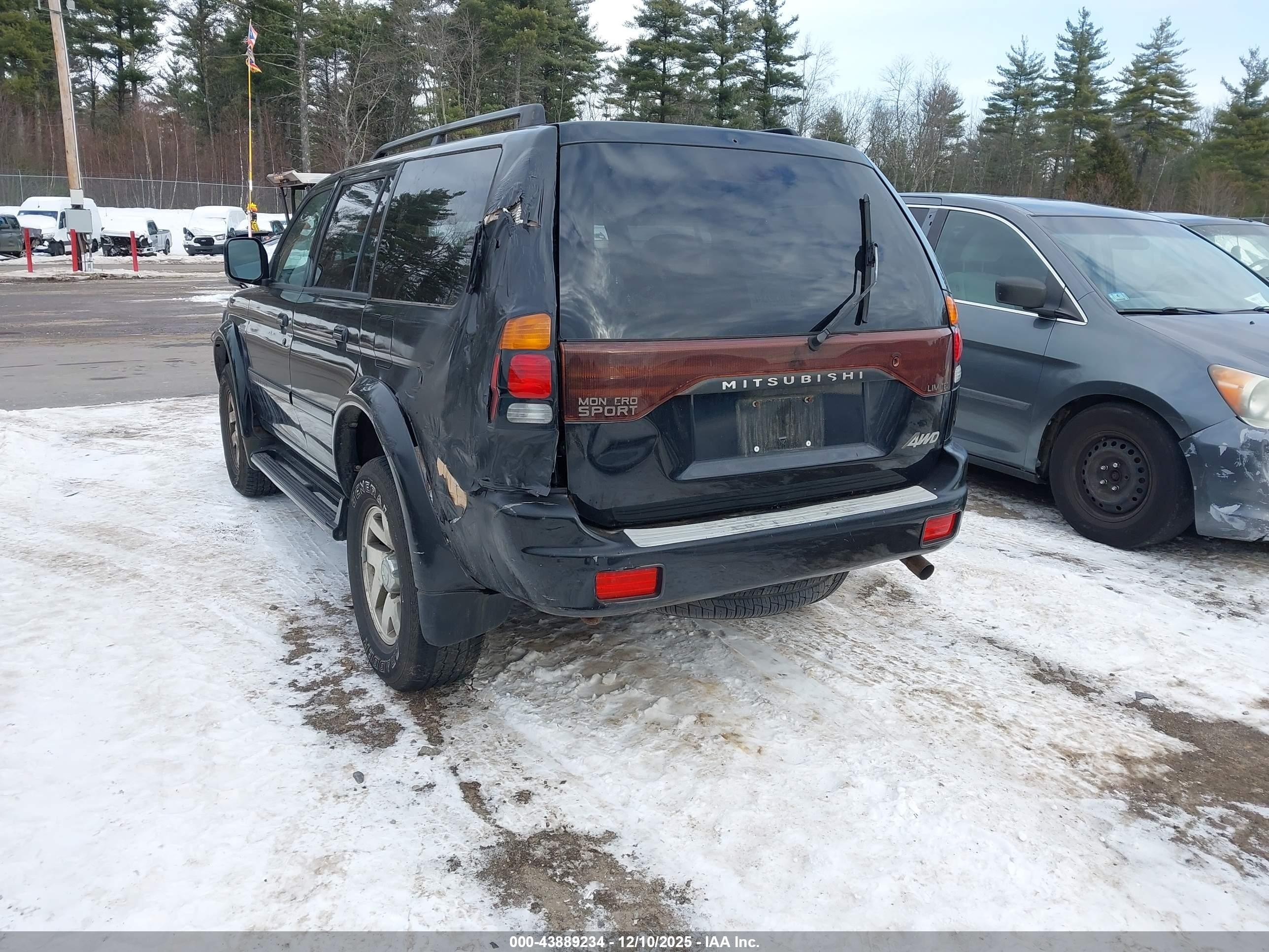 2002 Mitsubishi Montero Sport Ltd Black vin: JA4MT41R52J050476