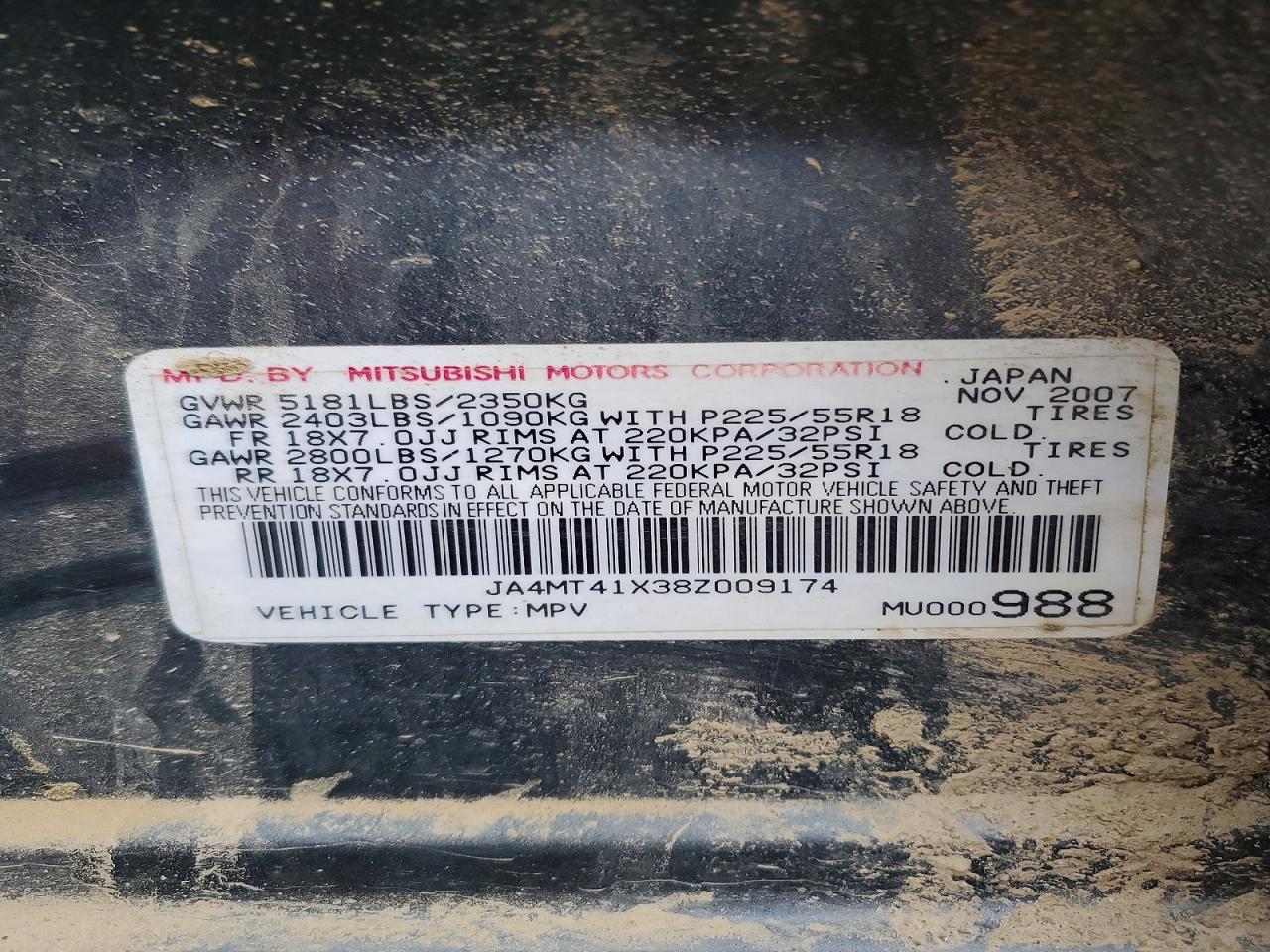2008 Mitsubishi Outlander Xls Gray vin: JA4MT41X38Z009174