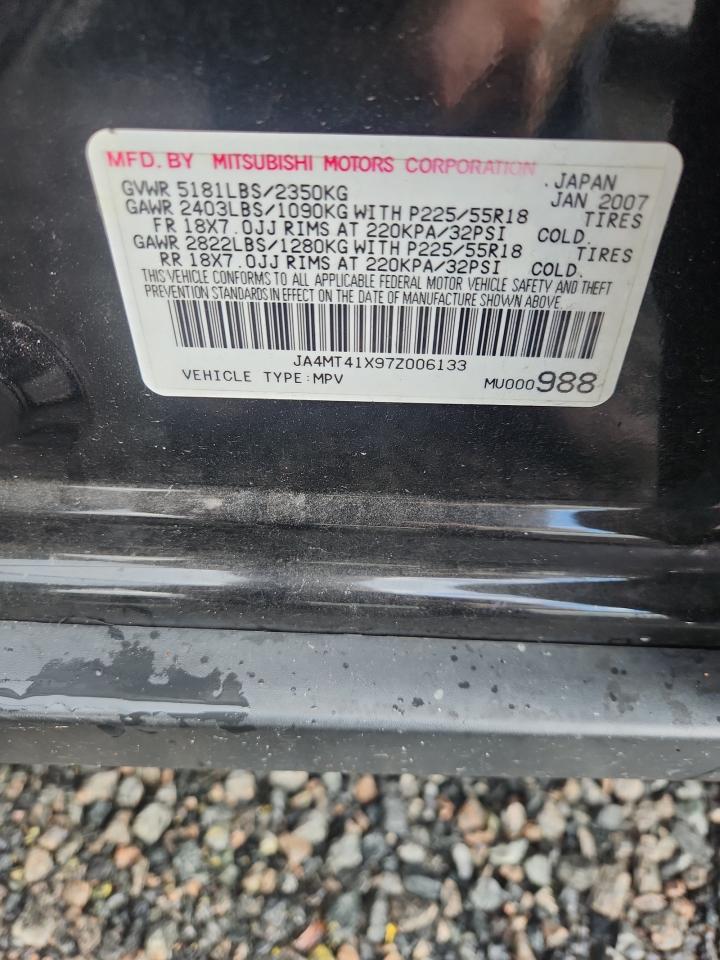 2007 Mitsubishi Outlander Xls Black vin: JA4MT41X97Z006133