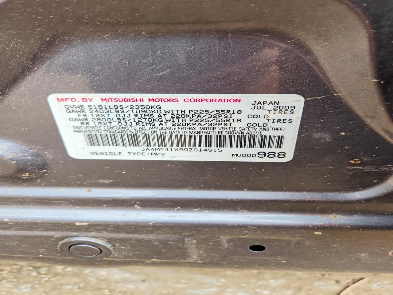 2009 Mitsubishi Outlander Xls Gray vin: JA4MT41X99Z014915