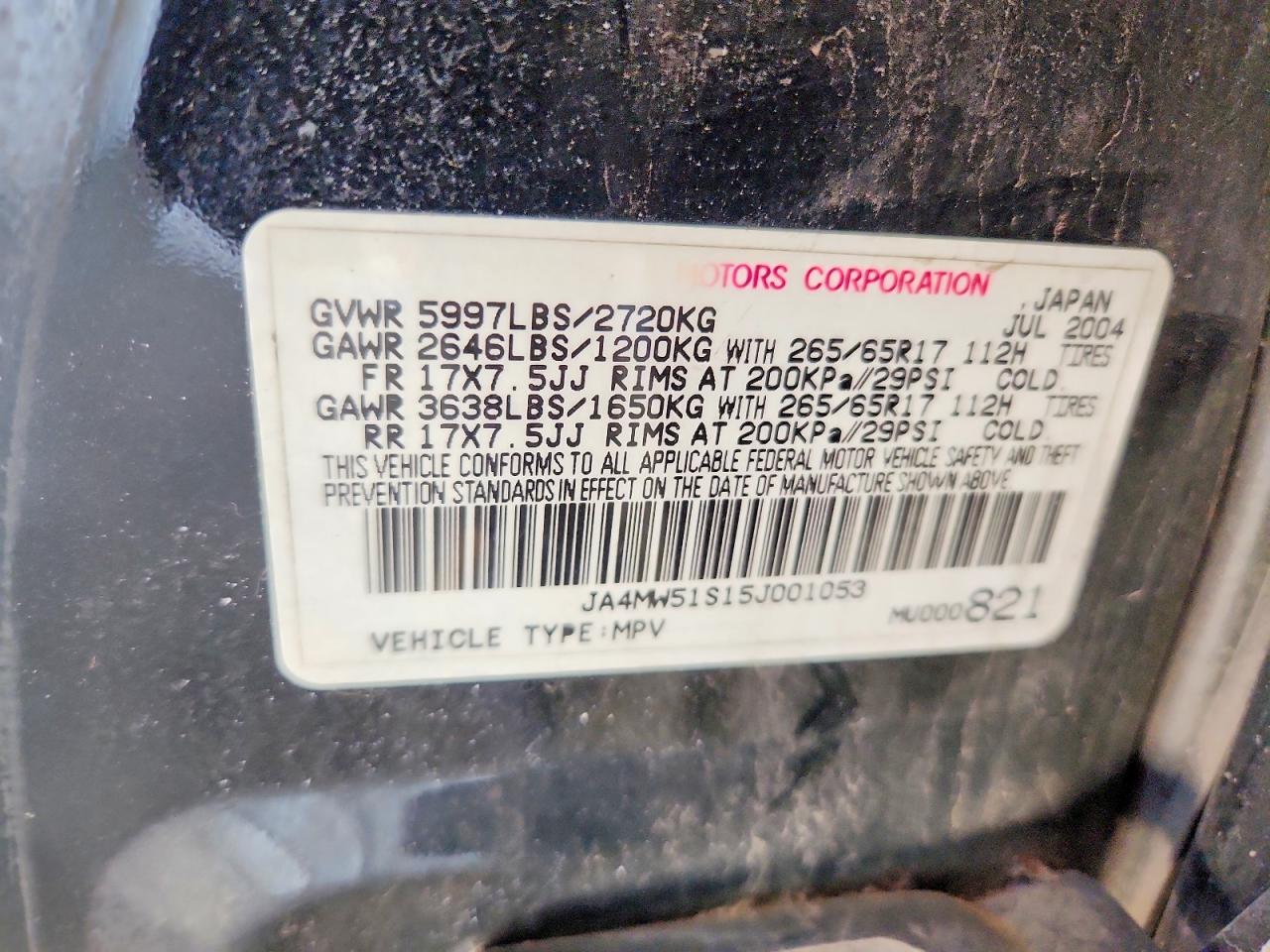 2005 Mitsubishi Montero Limited Black vin: JA4MW51S15J001053