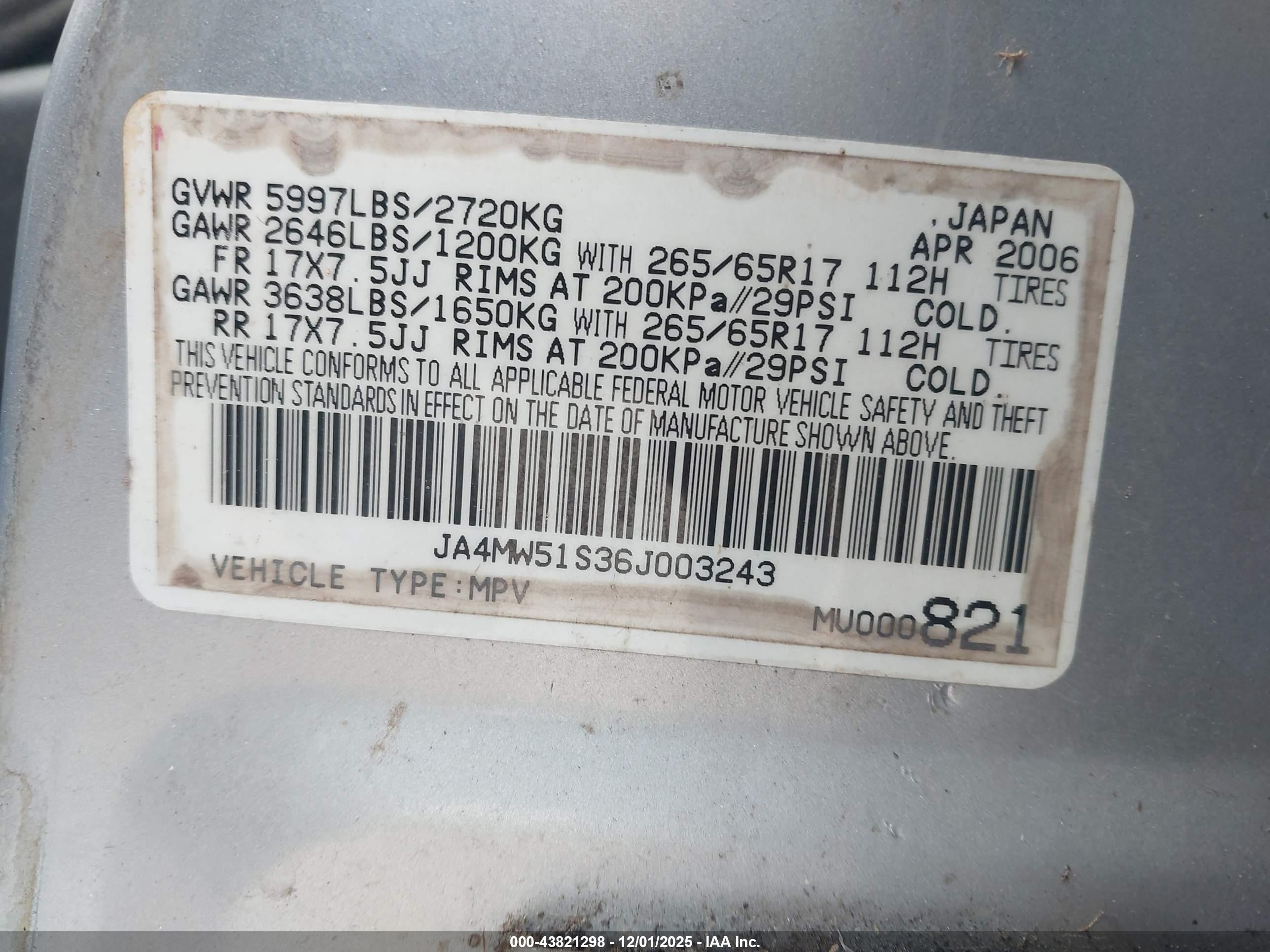 2006 Mitsubishi Montero Limited Silver vin: JA4MW51S36J003243