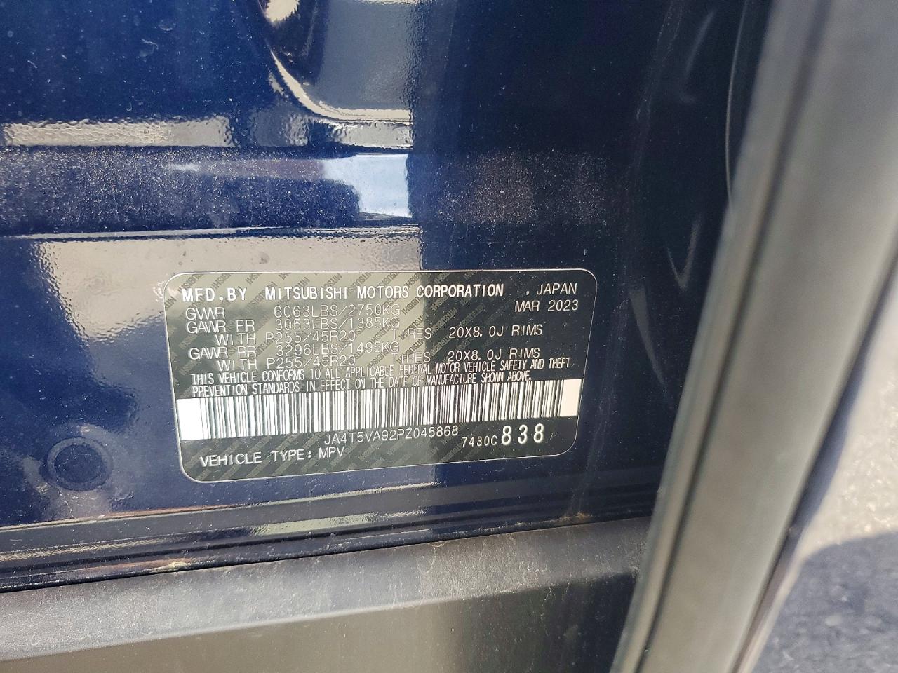 2023 Mitsubishi Outlander Sel Blue vin: JA4T5VA92PZ045868