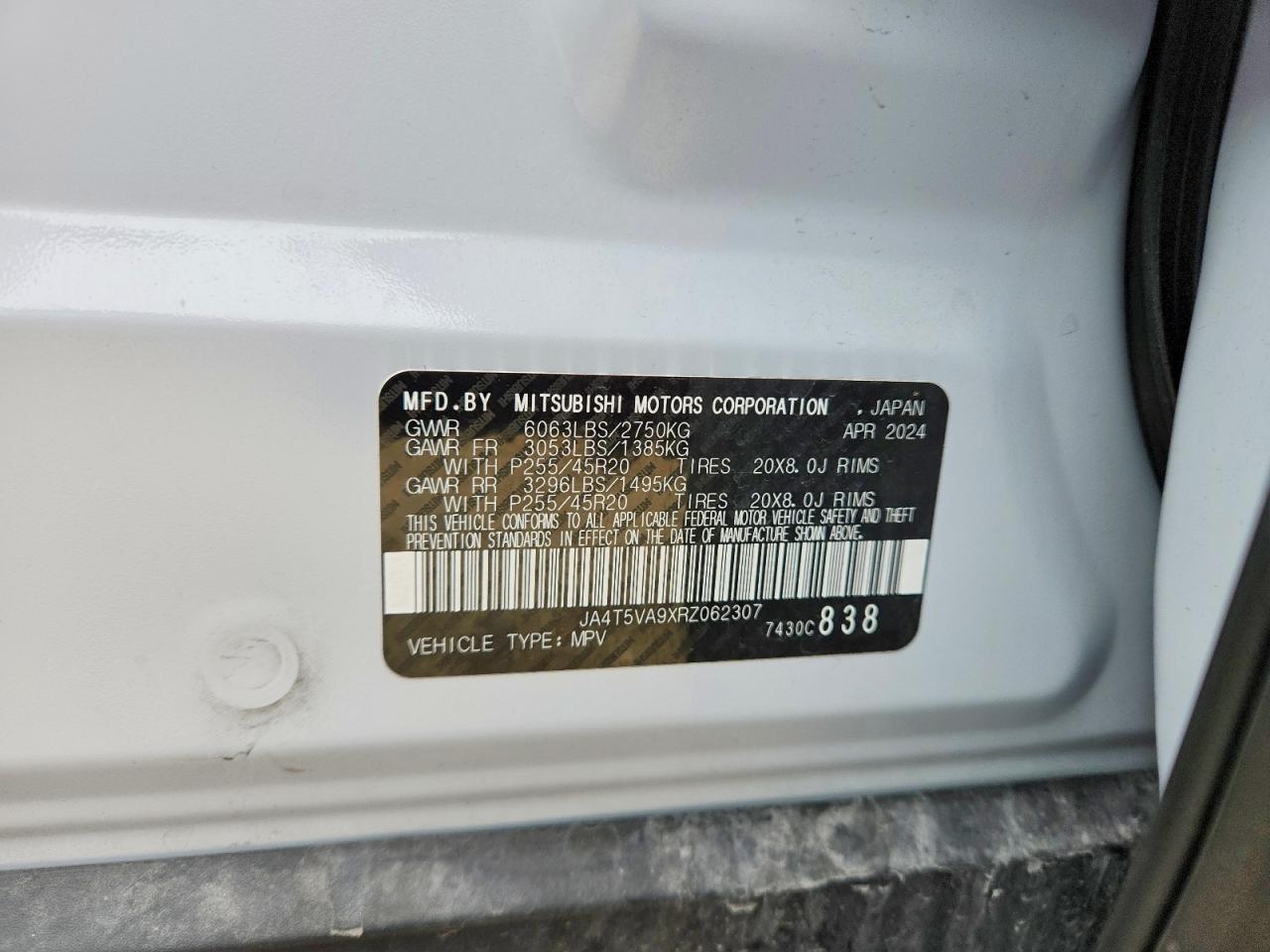 2024 Mitsubishi Outlander Se White vin: JA4T5VA9XRZ062307