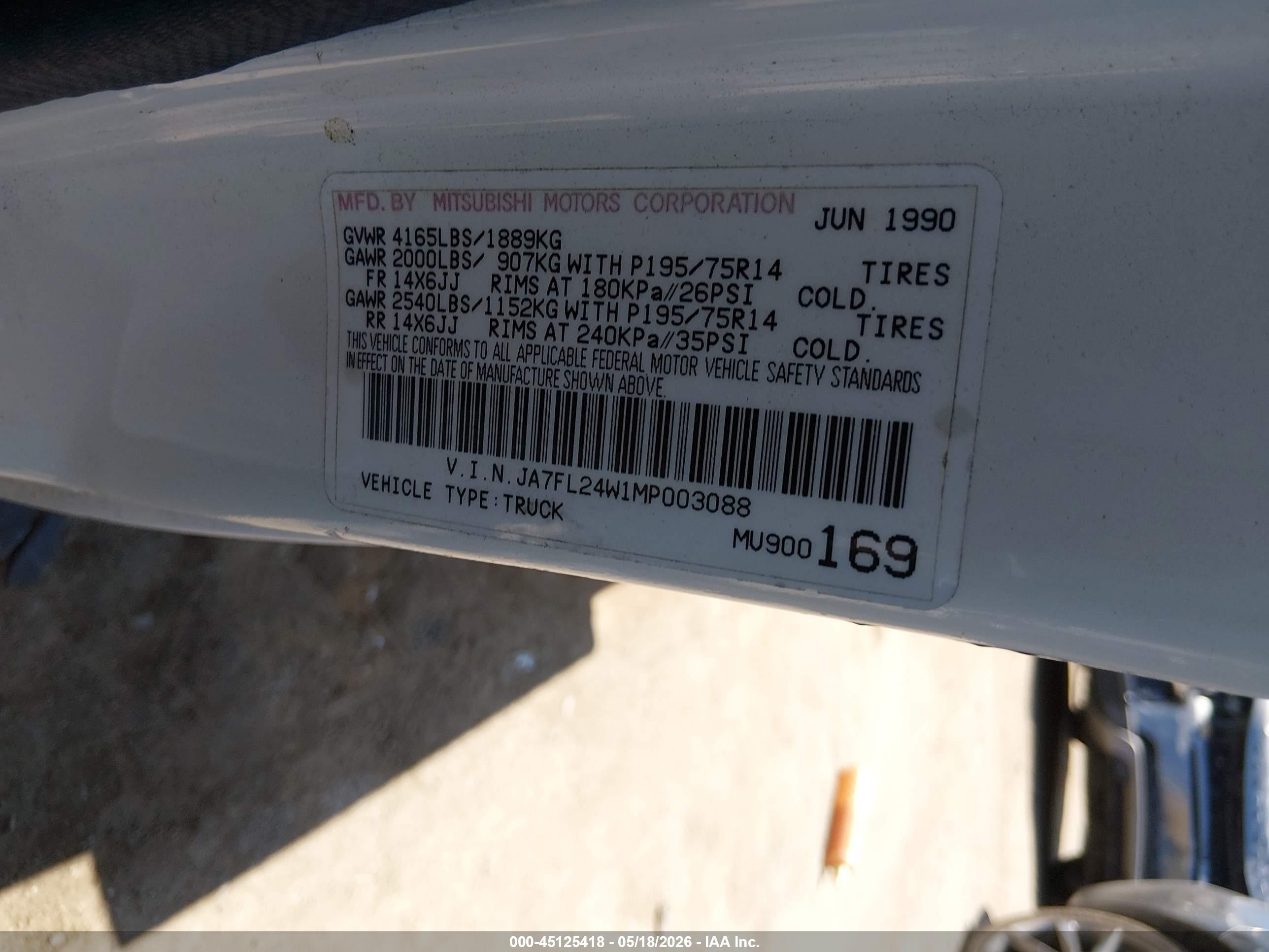 1991 Mitsubishi Mighty Max / S   White vin: JA7FL24W1MP003088