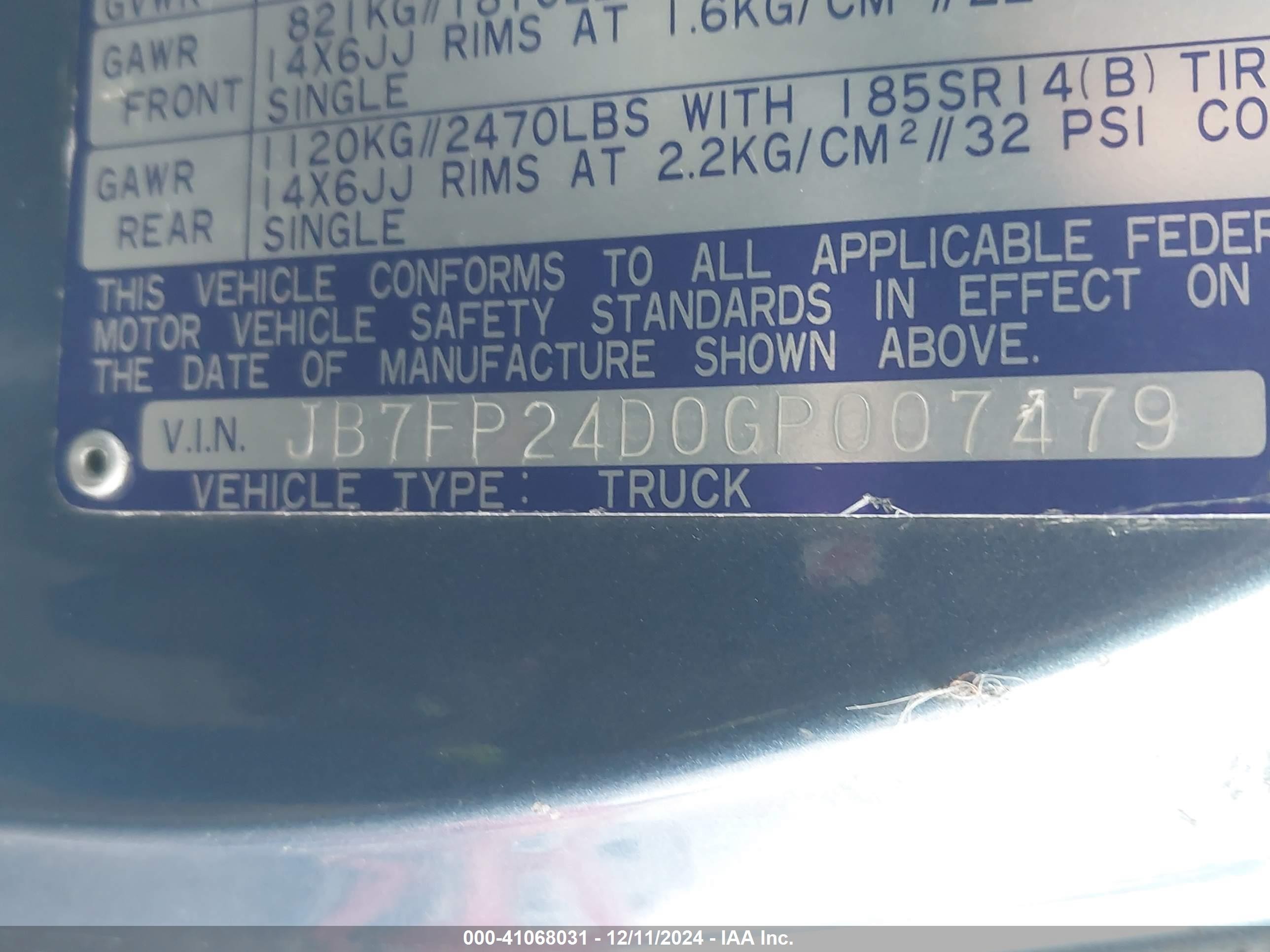 1986 Dodge D50 Custom Blue vin: JB7FP24D0GP007479