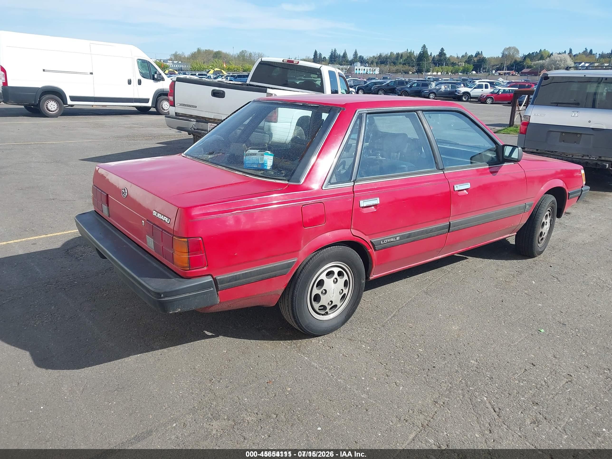 1991 Subaru Loyale   Red vin: JF1AC422XMB207450