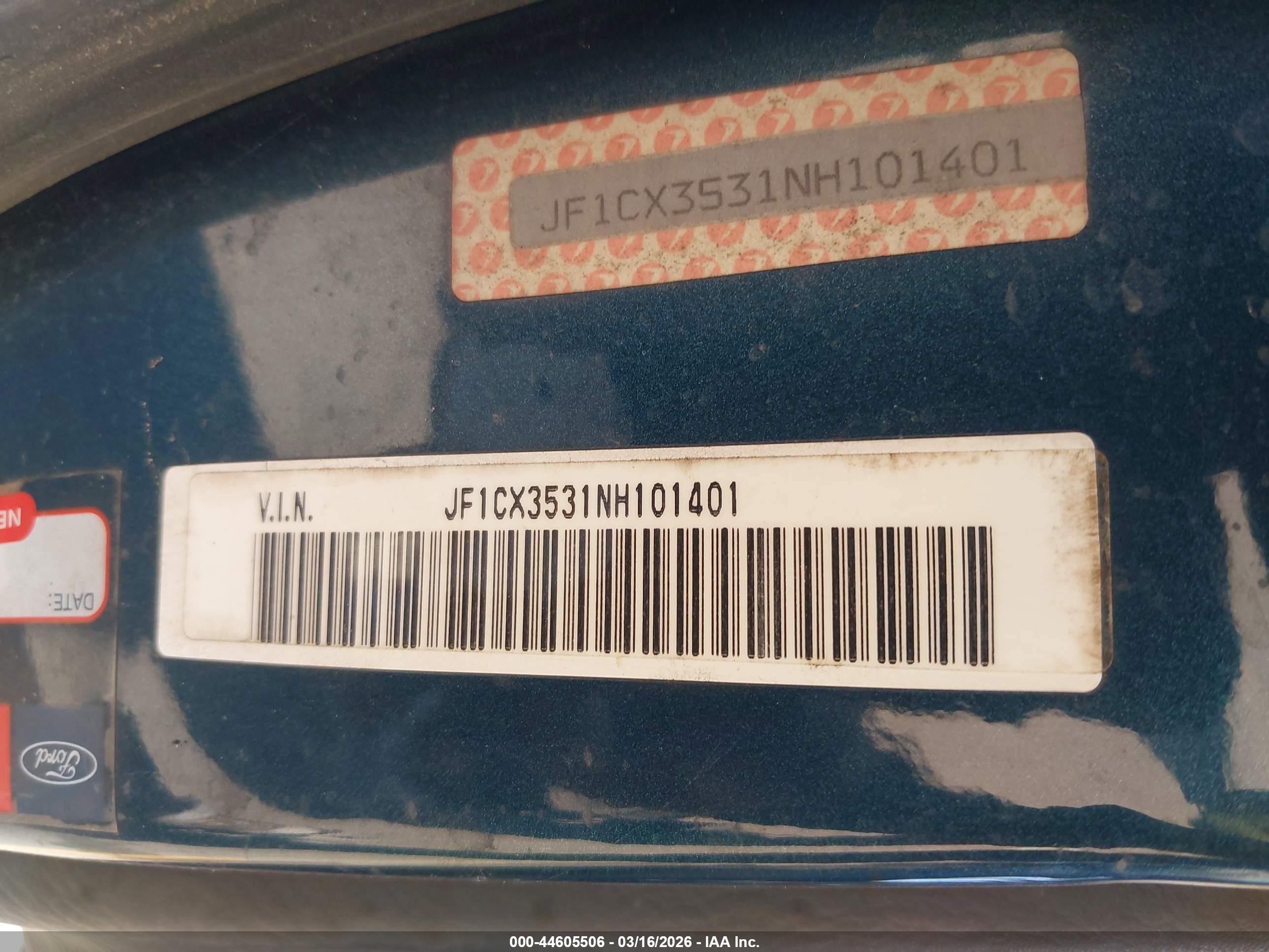 1992 Subaru Svx Lsl Green vin: JF1CX3531NH101401