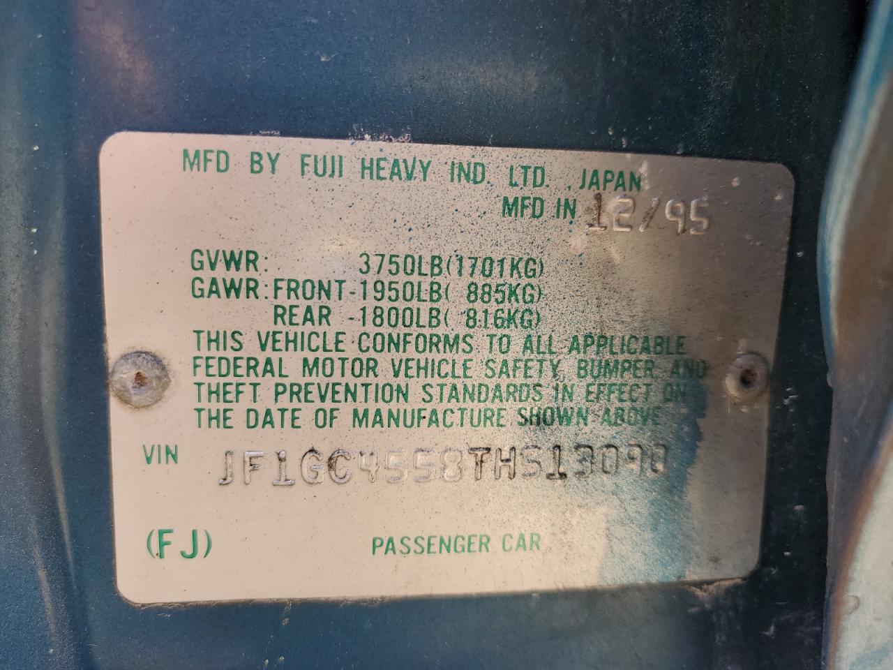 JF1GC4558TH513090 — 1996 SUBARU IMPREZA History & VIN | AutoHelperBot