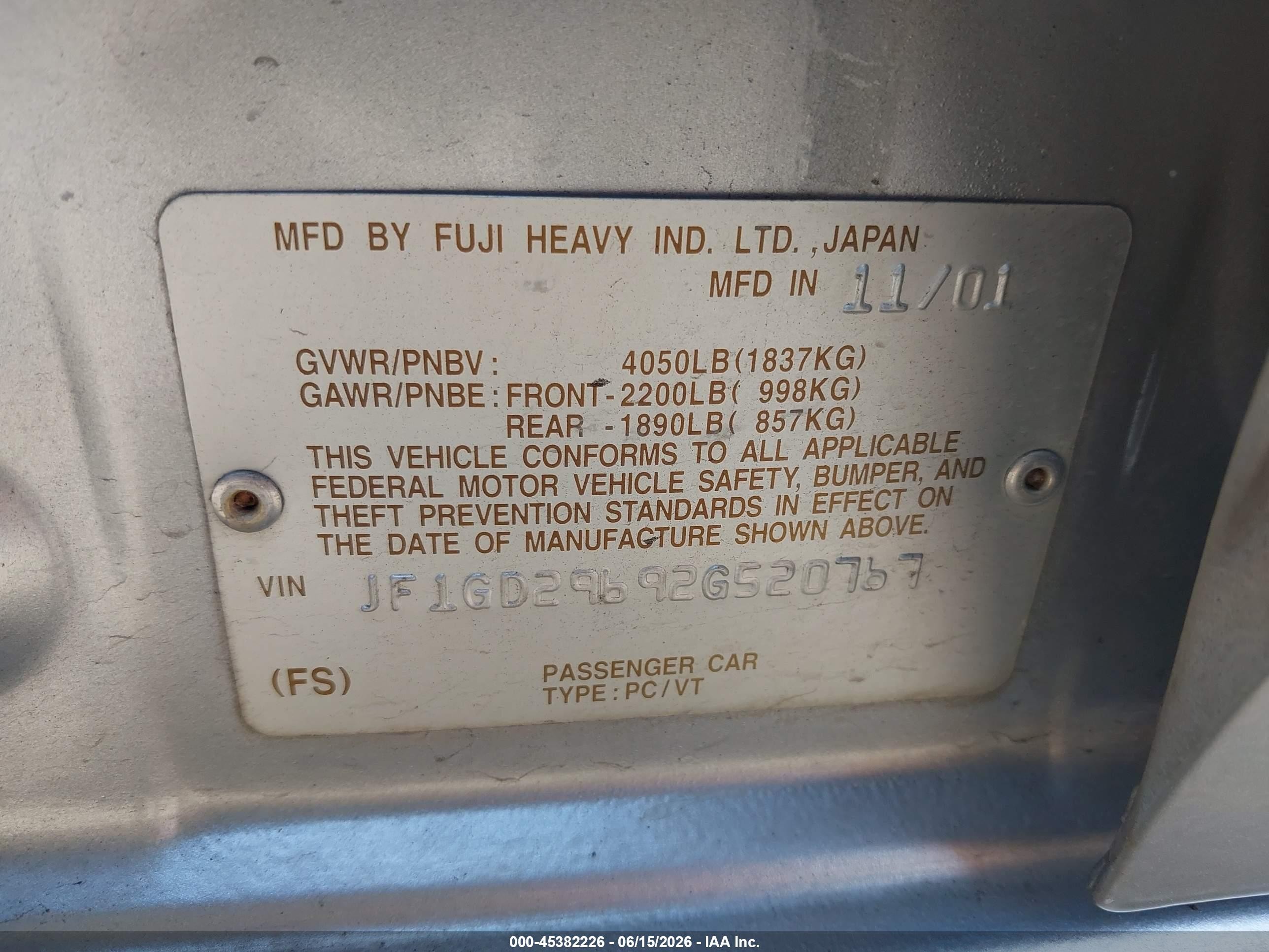 2002 Subaru Impreza Wrx Silver vin: JF1GD29692G520767