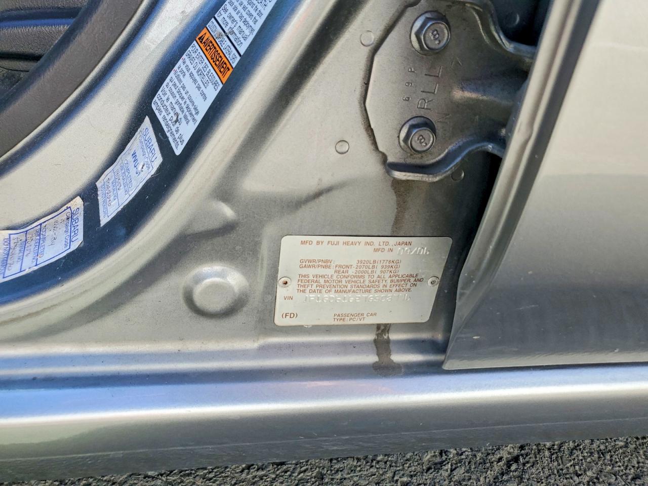 2007 Subaru Impreza 2.5i Серебряный vin: JF1GD61627G508776