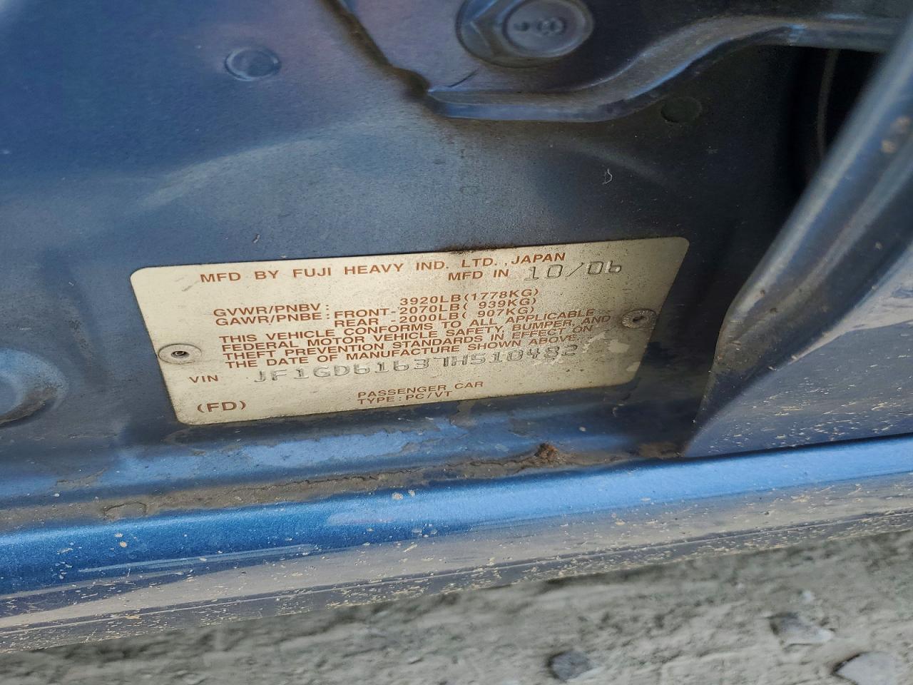 2007 Subaru Impreza 2.5i Синий vin: JF1GD61637H510482