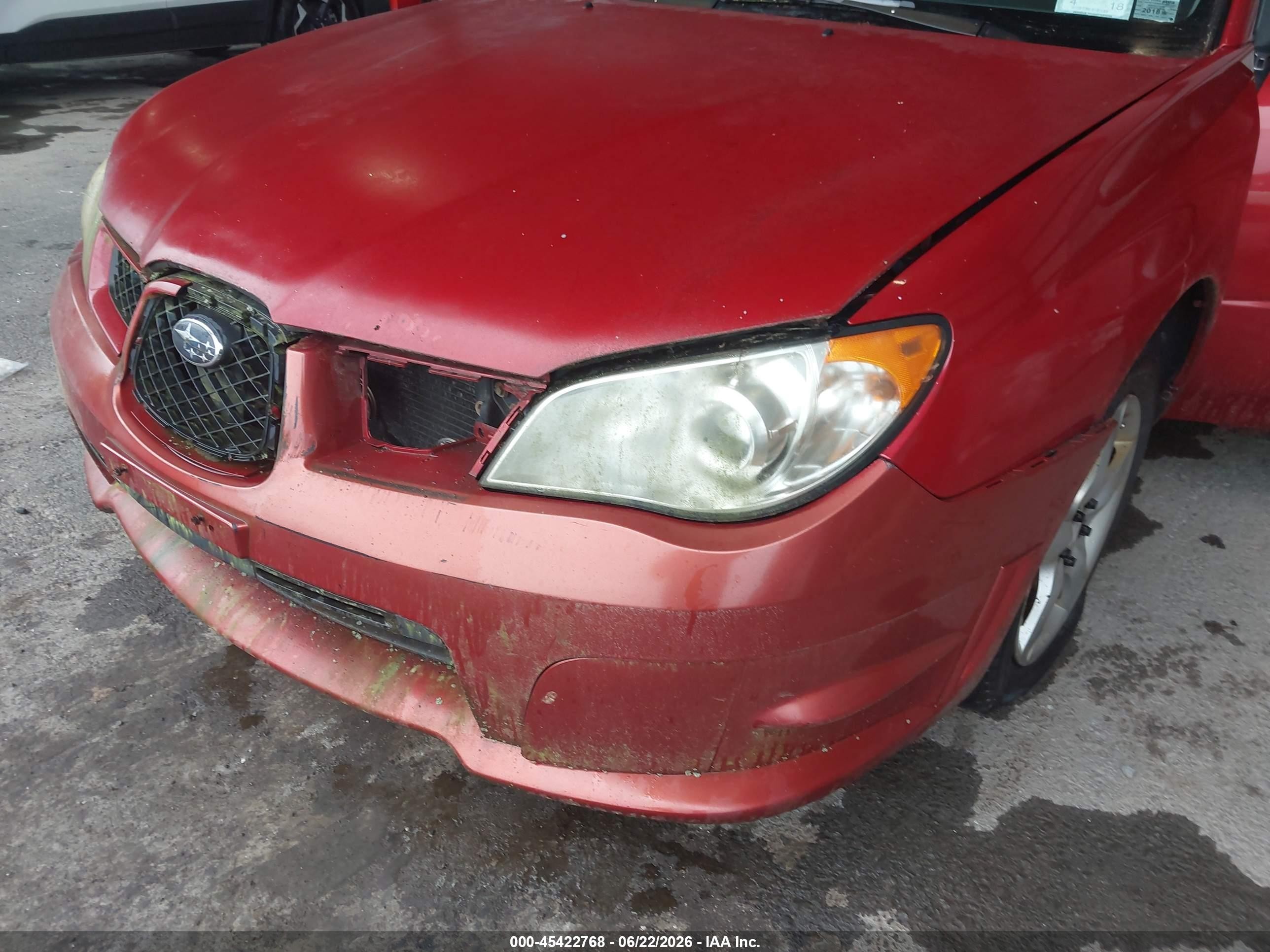 2007 Subaru Impreza 2.5i Red vin: JF1GD616X7G512686