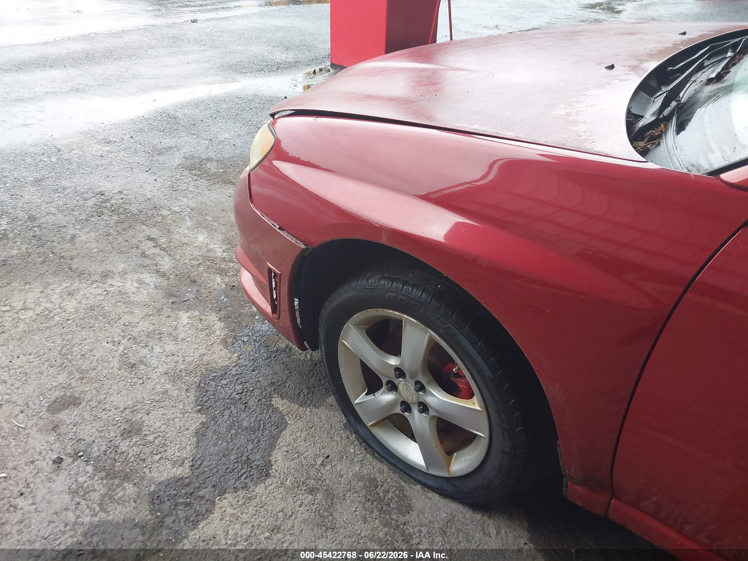 2007 Subaru Impreza 2.5i Red vin: JF1GD616X7G512686