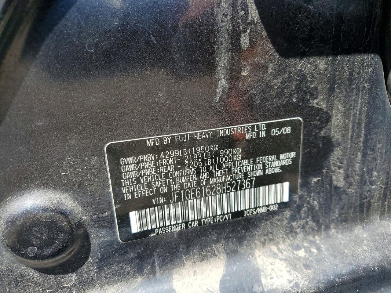2008 Subaru Impreza 2.5i Gray vin: JF1GE61628H527367