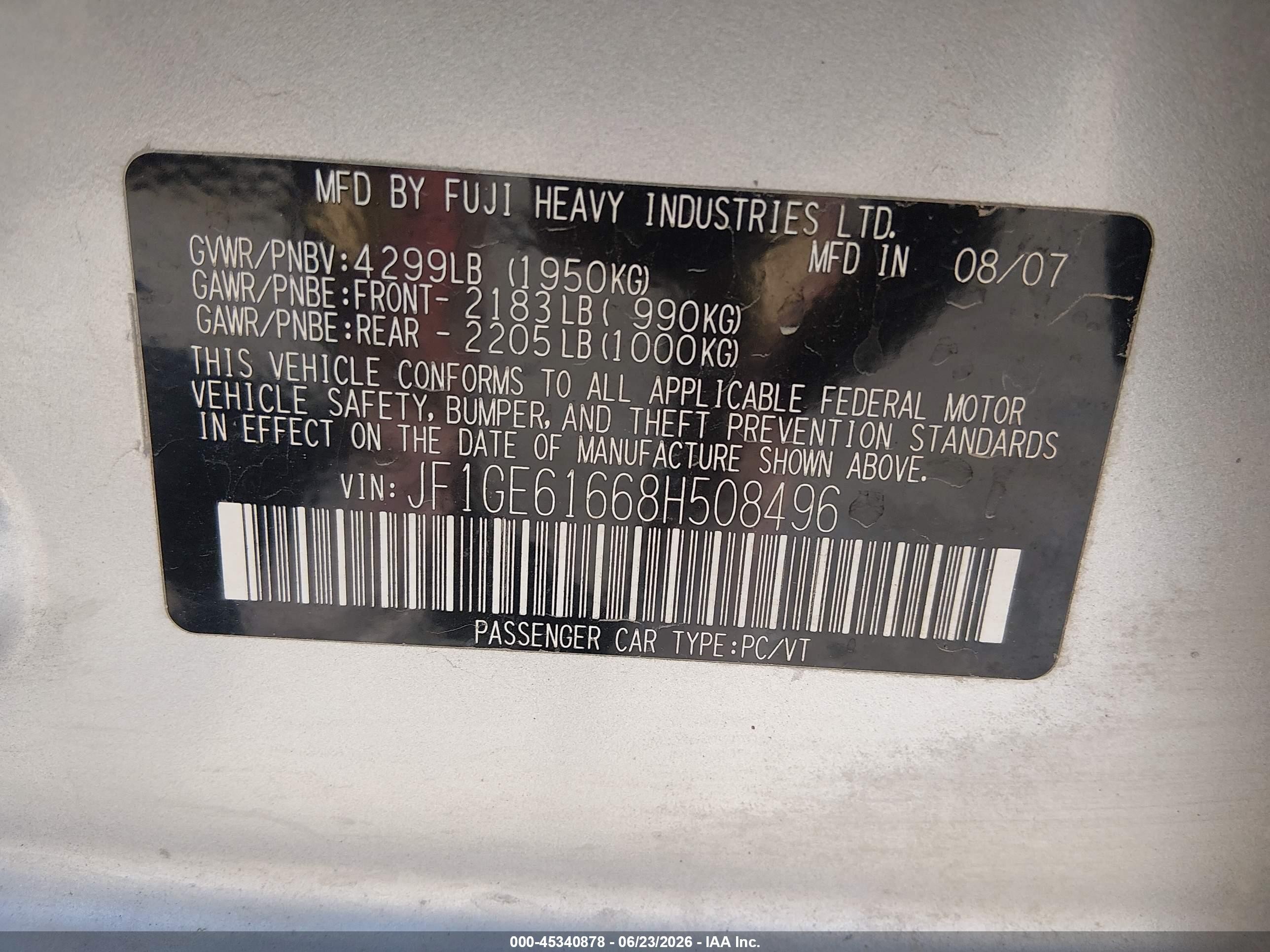2008 Subaru Impreza  (natl) I W/premium Pkg Silver vin: JF1GE61668H508496