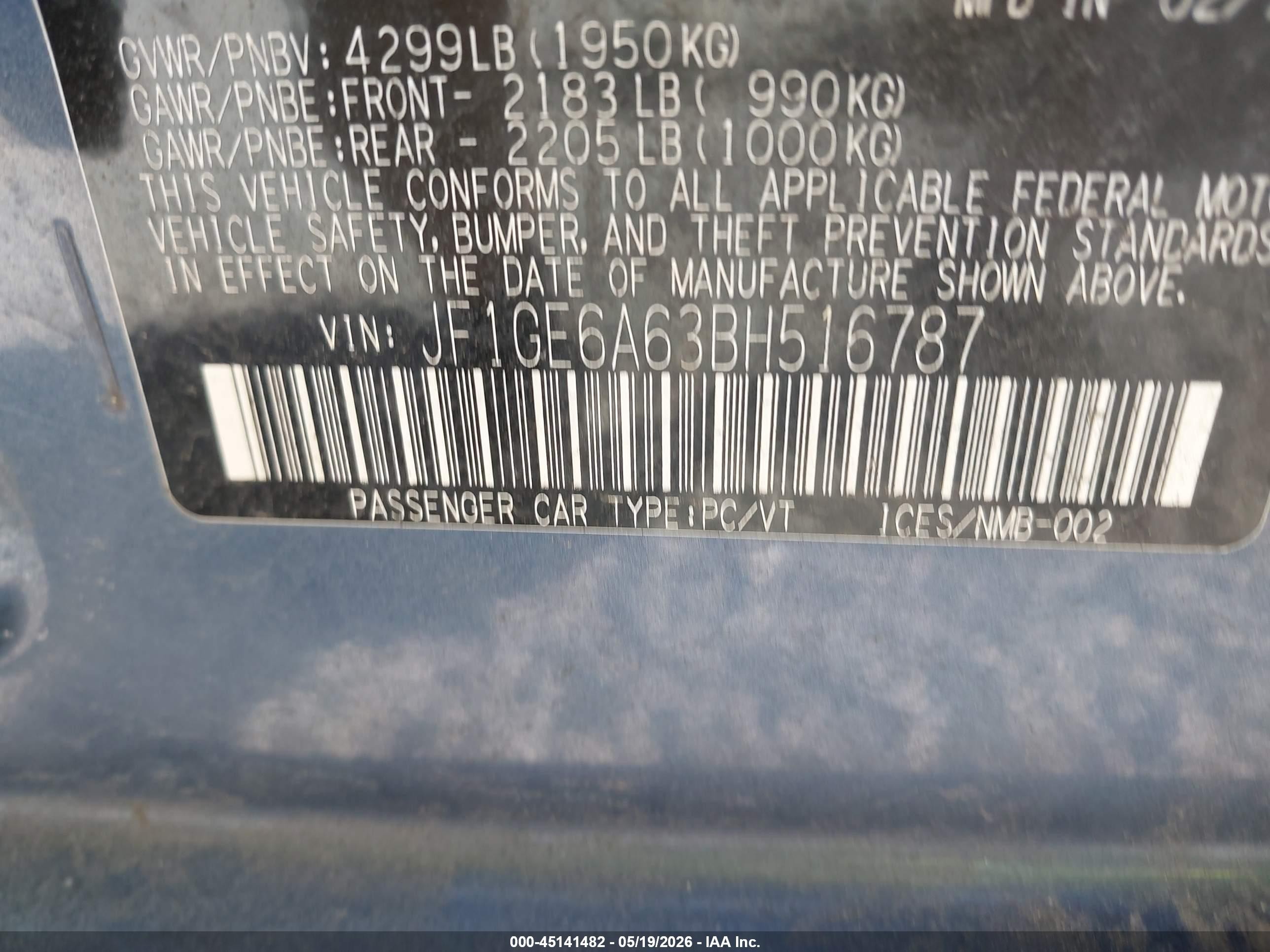 2011 Subaru Impreza 2.5i Синий vin: JF1GE6A63BH516787