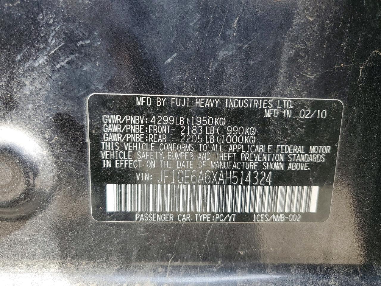 2010 Subaru Impreza 2.5i Gray vin: JF1GE6A6XAH514324