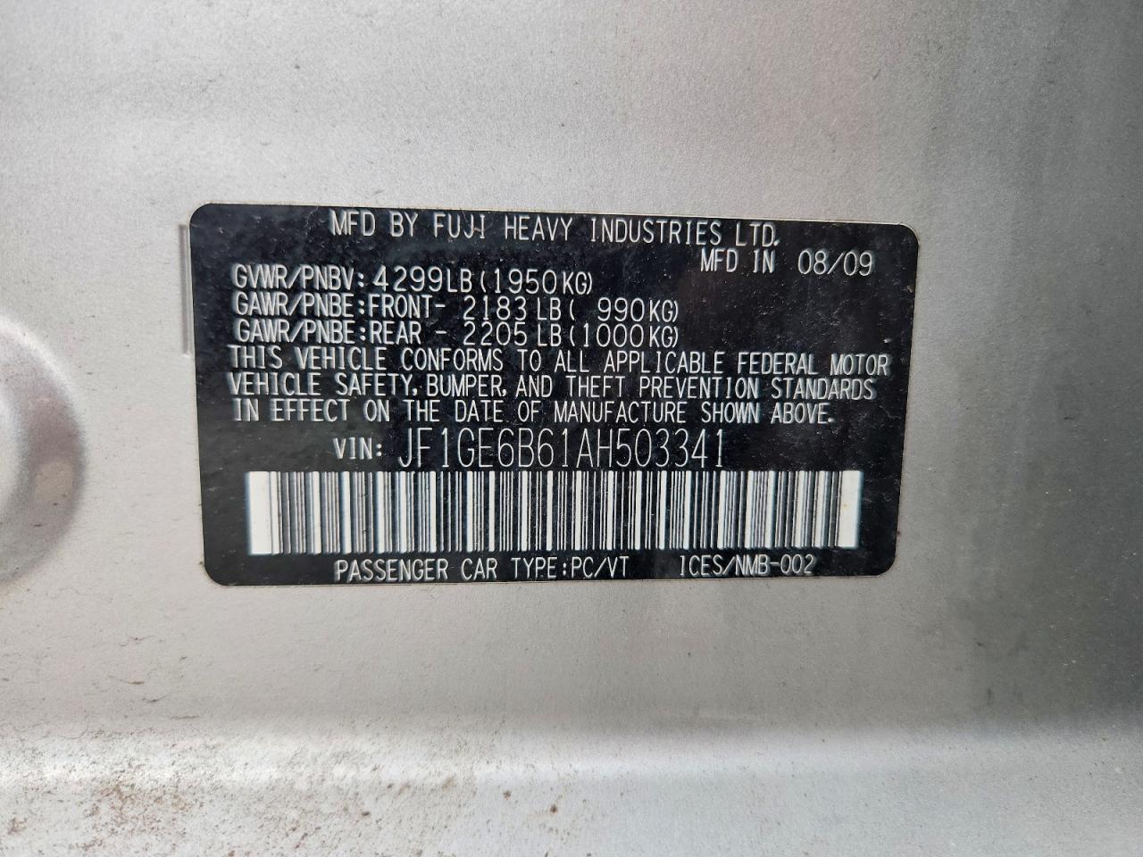 2010 Subaru Impreza 2.5i Premium Silver vin: JF1GE6B61AH503341