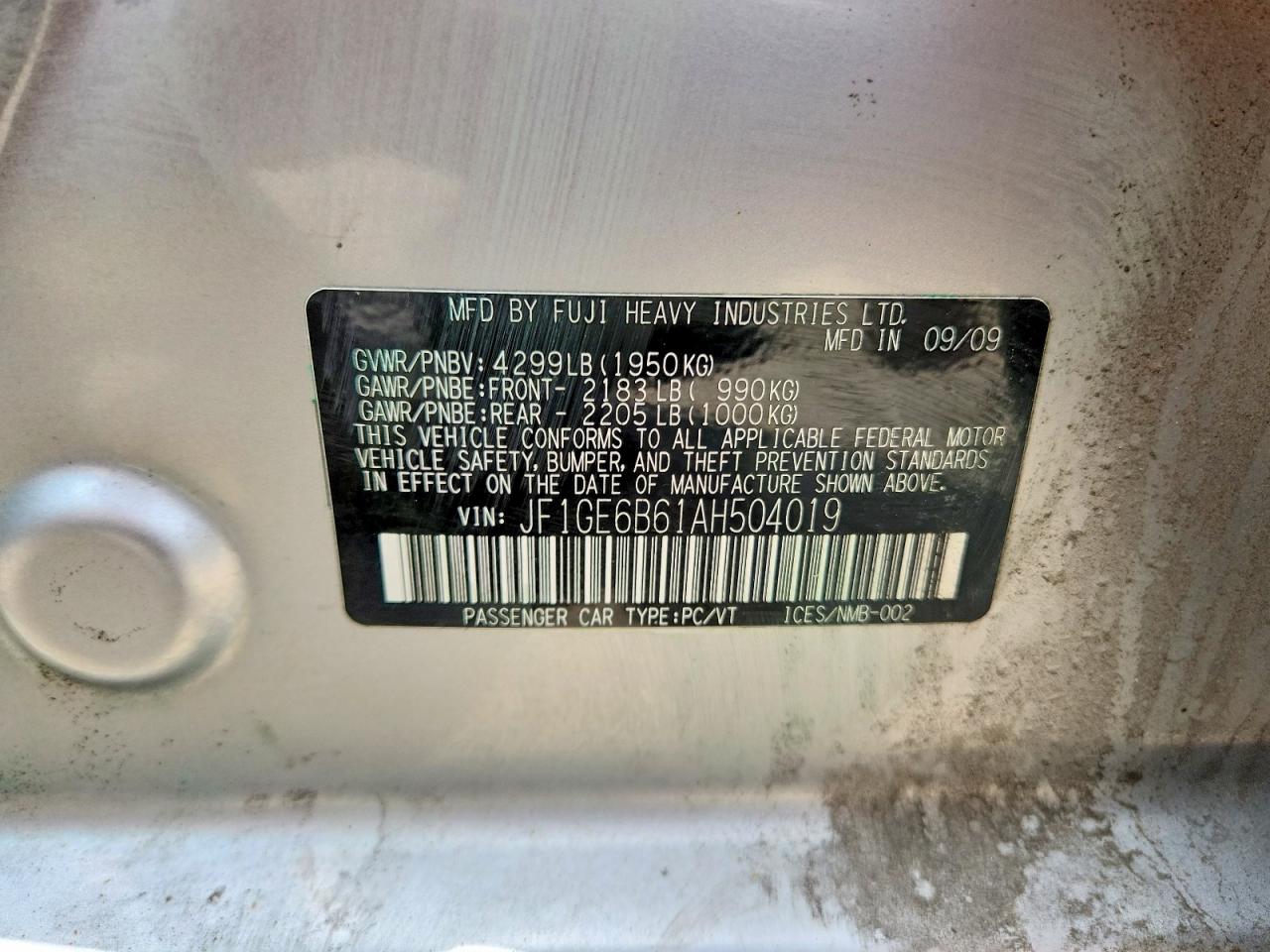 2010 Subaru Impreza 2.5i Premium Silver vin: JF1GE6B61AH504019