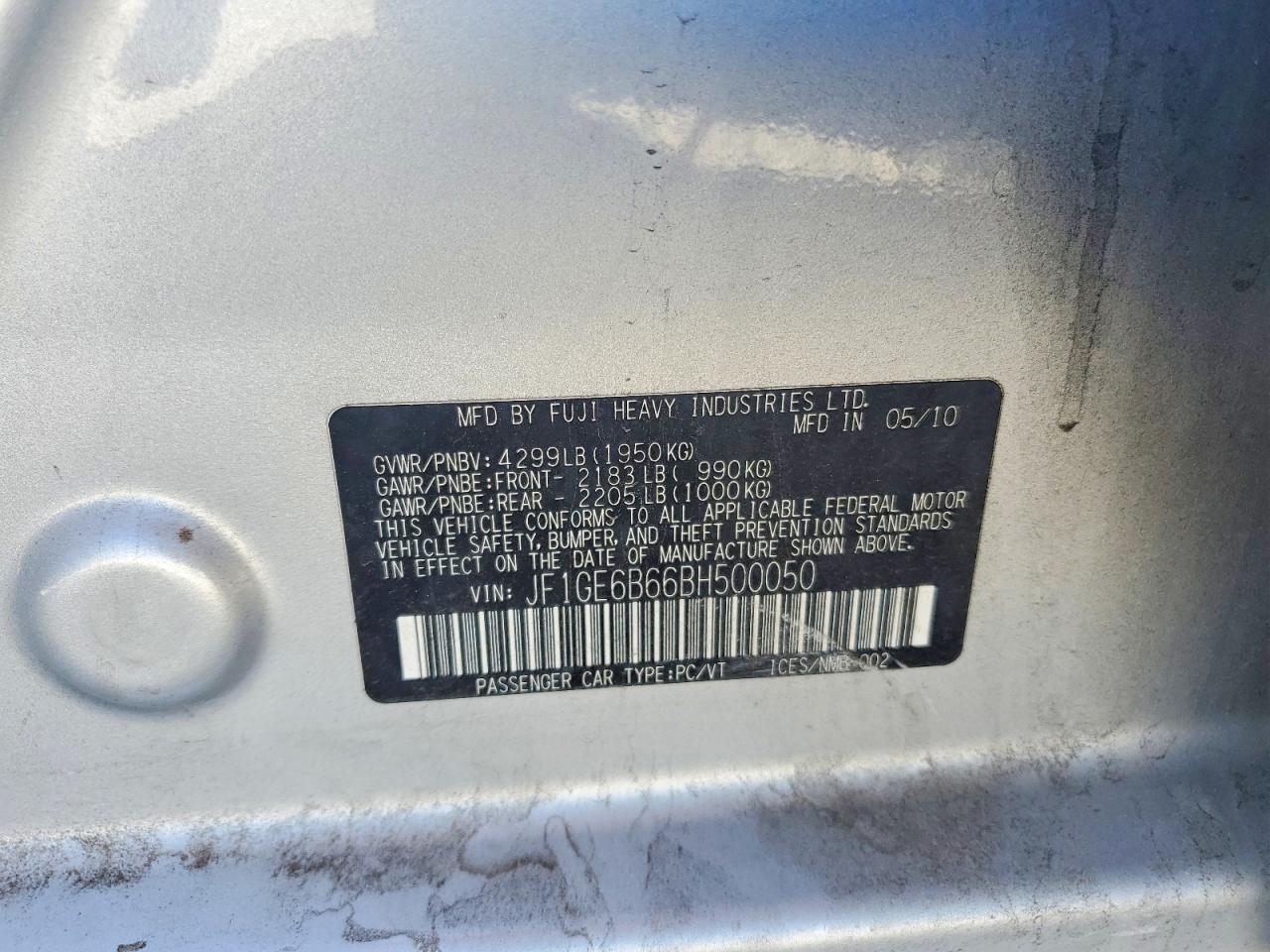 2011 Subaru Impreza 2.5i Premium Silver vin: JF1GE6B66BH500050
