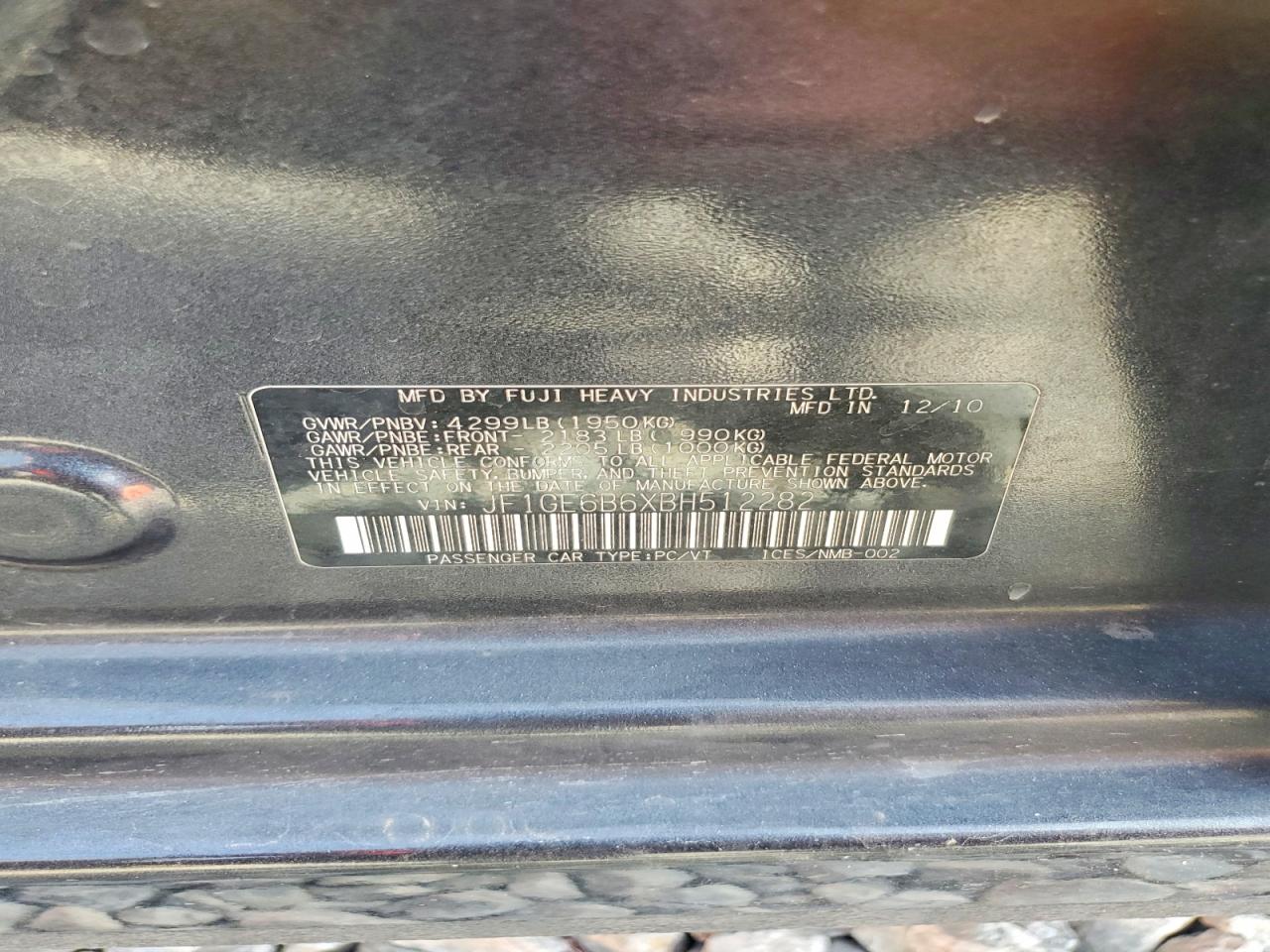 2011 Subaru Impreza 2.5i Premium Gray vin: JF1GE6B6XBH512282