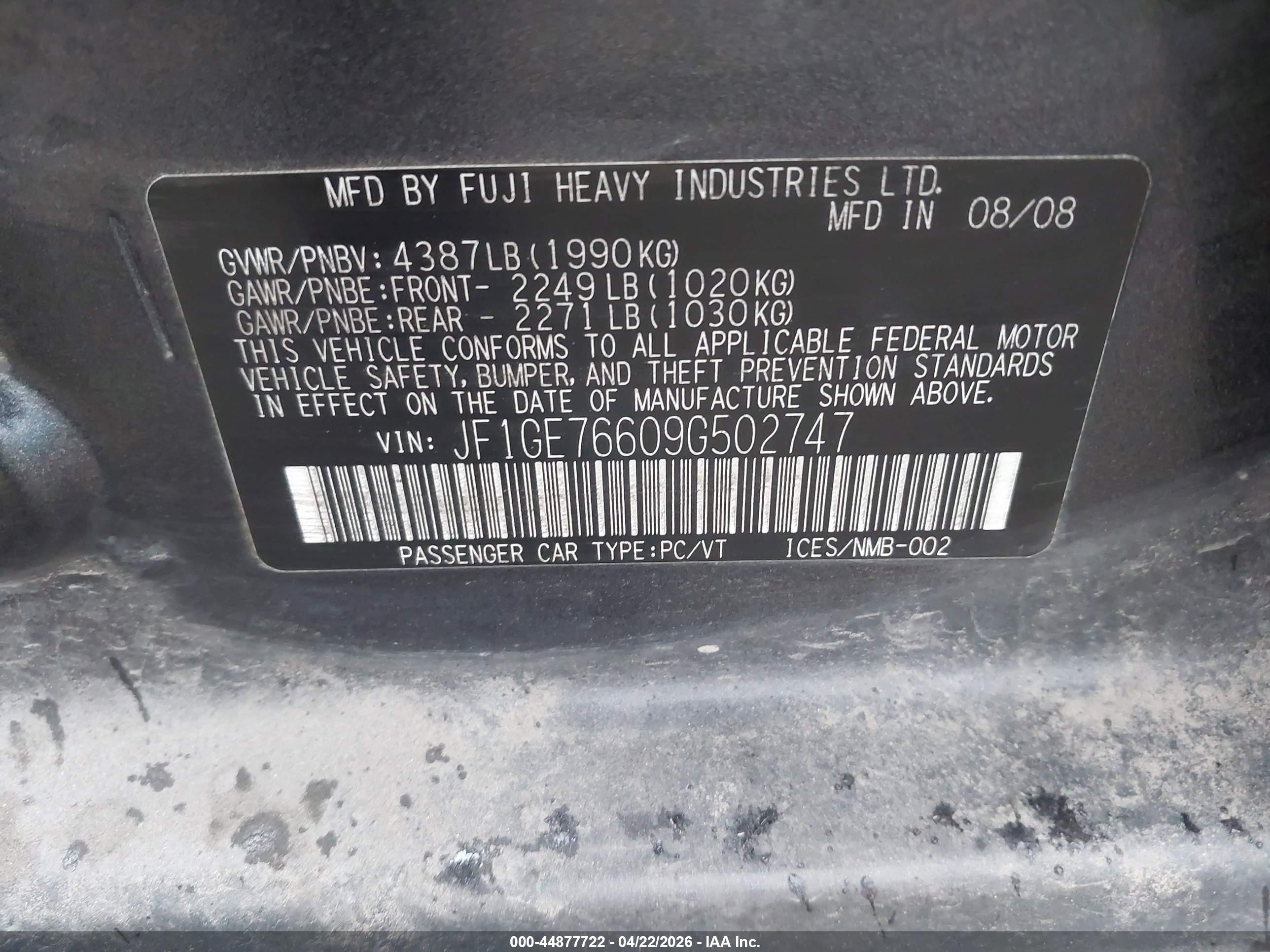 2009 Subaru Impreza Wrx Gray vin: JF1GE76609G502747