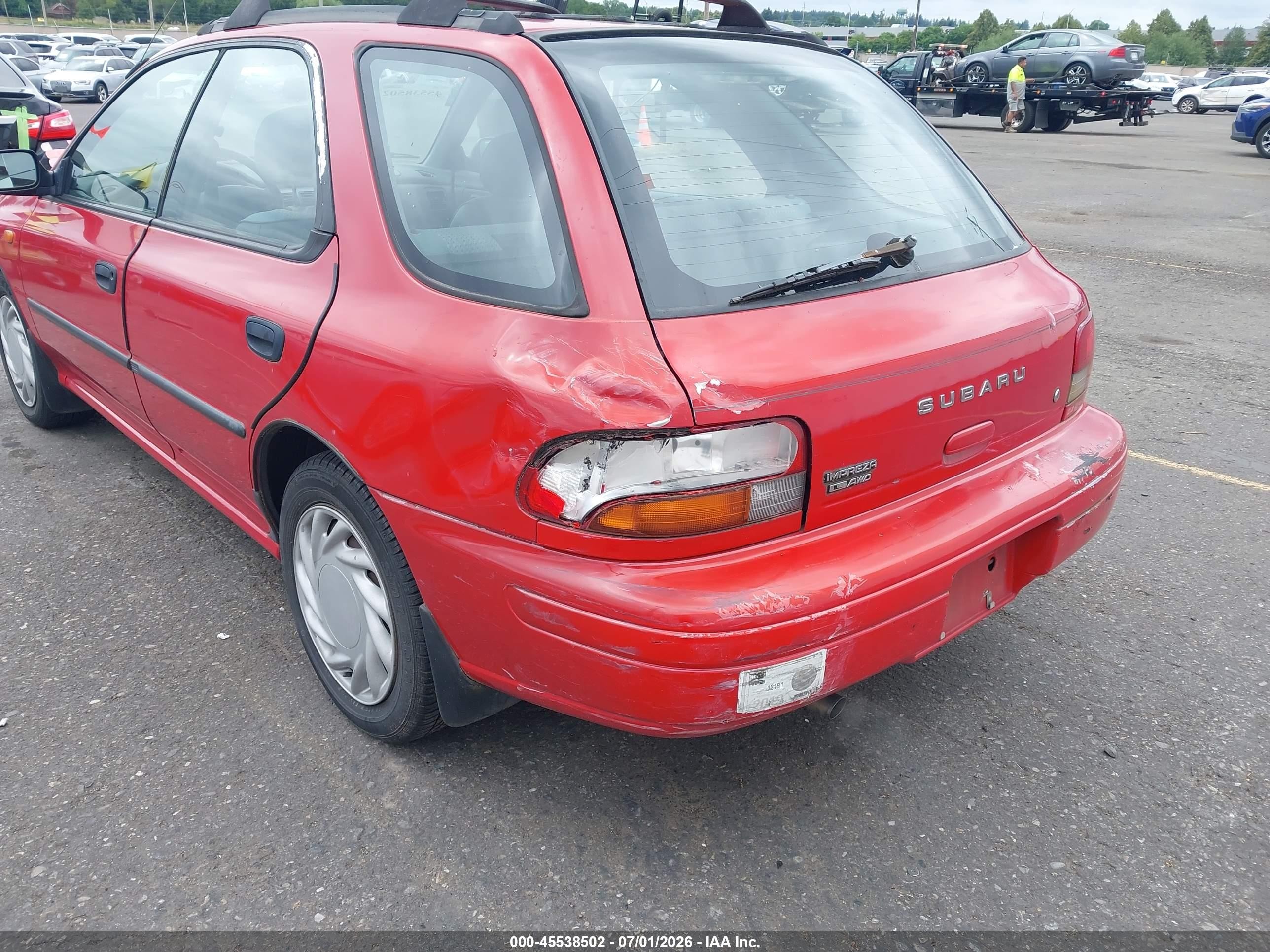 1997 Subaru Impreza L Red vin: JF1GF4357VH819212