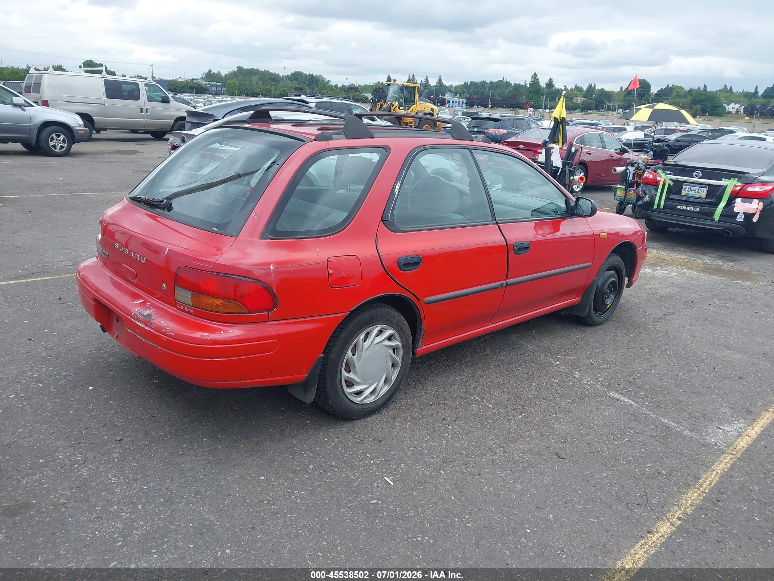 1997 Subaru Impreza L Red vin: JF1GF4357VH819212
