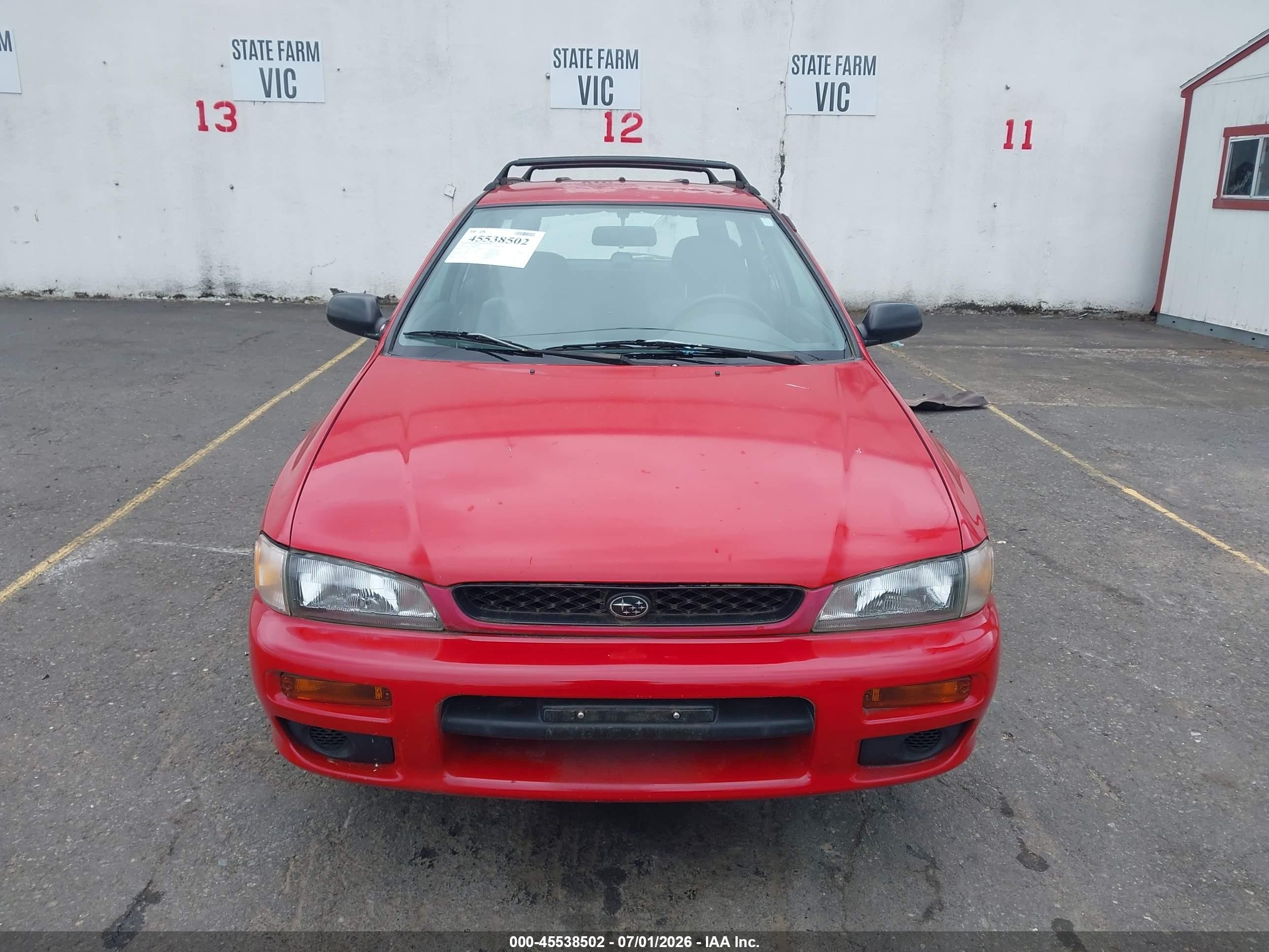 1997 Subaru Impreza L Red vin: JF1GF4357VH819212