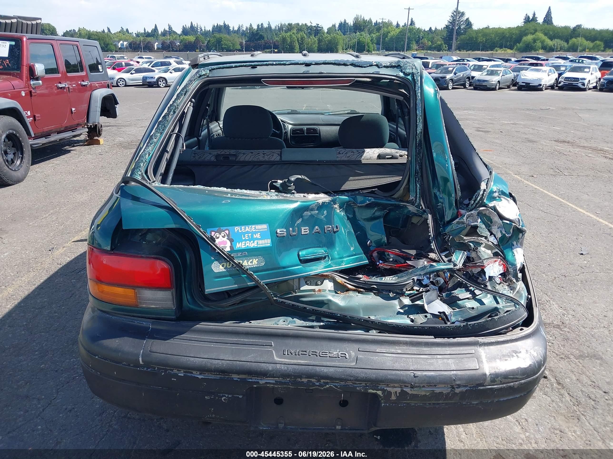 1997 Subaru Impreza Outback Sport Green vin: JF1GF4850VH805872