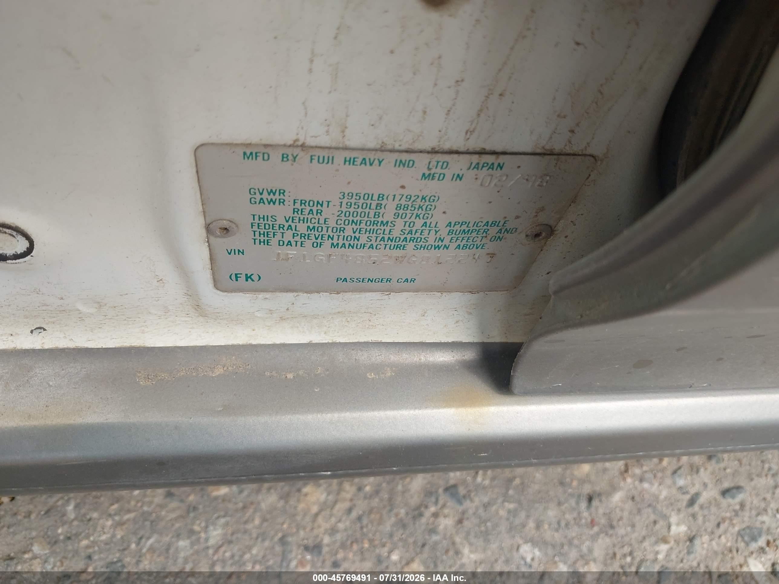 1998 Subaru Impreza Outback Sport White vin: JF1GF4852WG812247