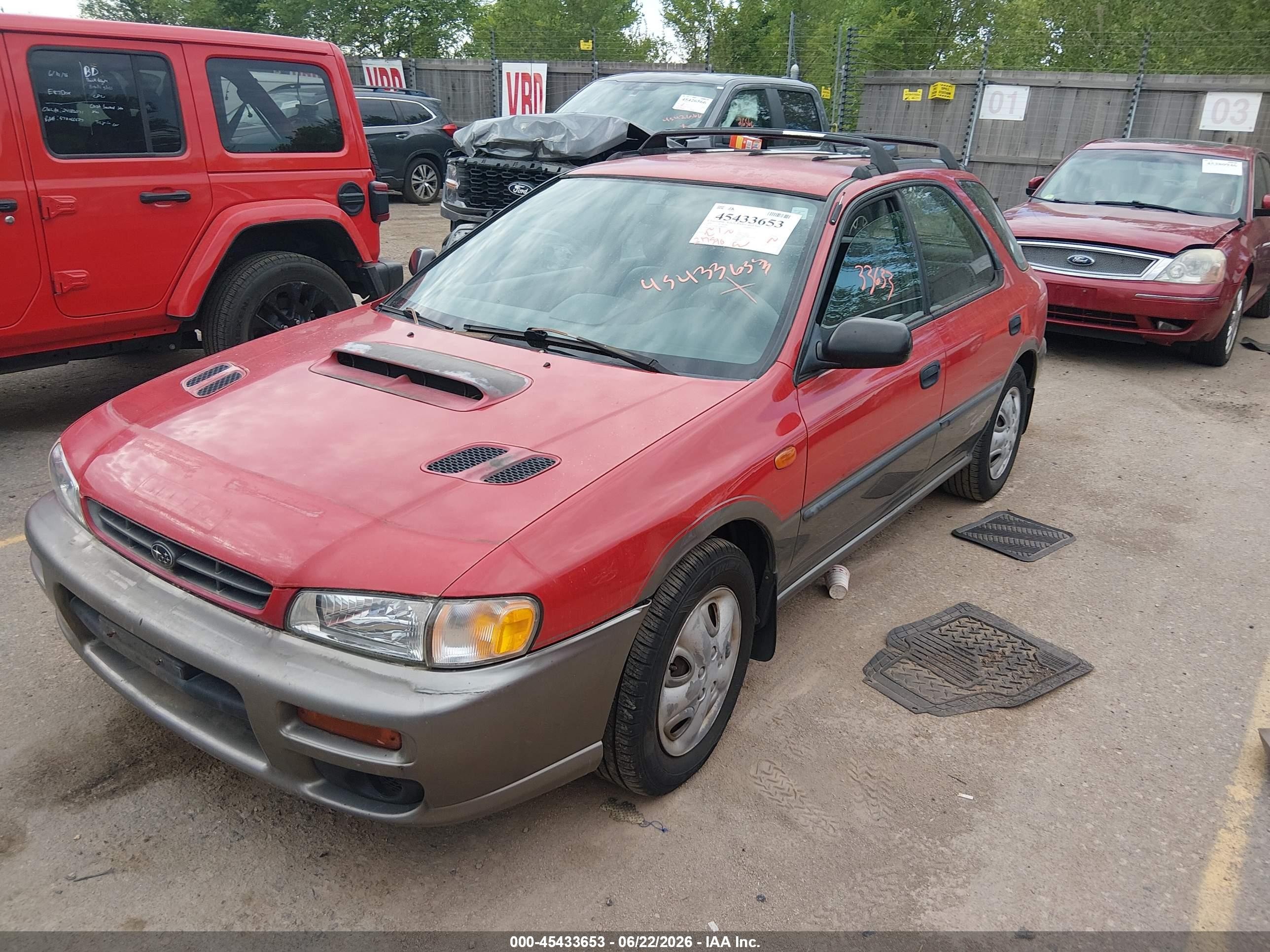 1999 Subaru Impreza Outback Sport Red vin: JF1GF4853XH800507