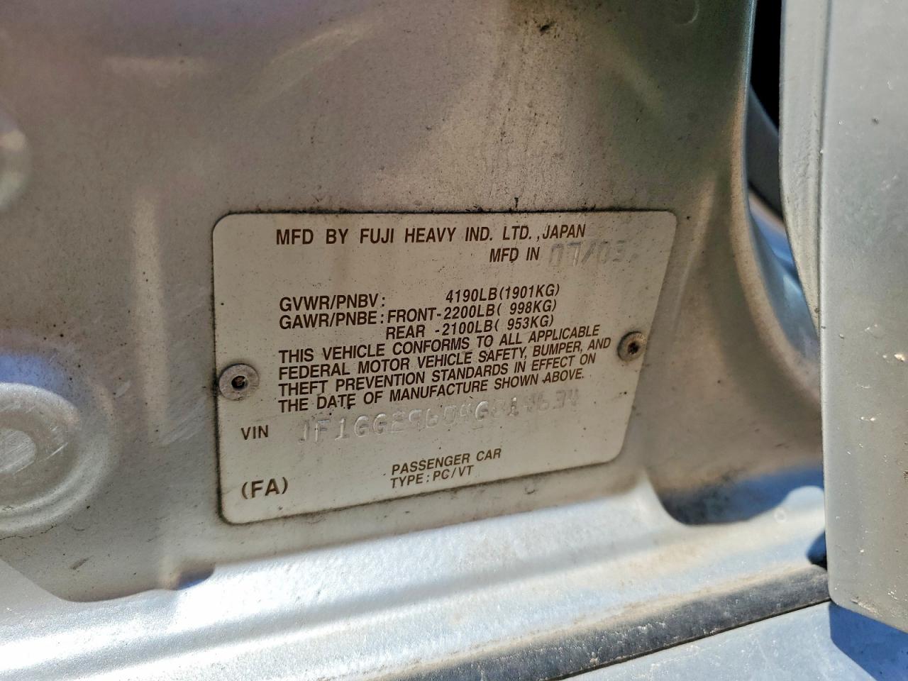 2004 Subaru Impreza Wrx Silver vin: JF1GG29604G814634