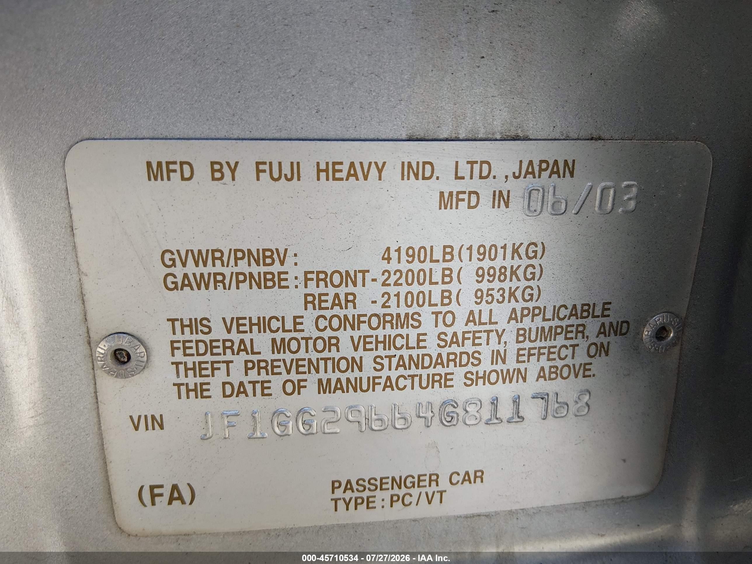 2004 Subaru Impreza Wrx Silver vin: JF1GG29664G811768