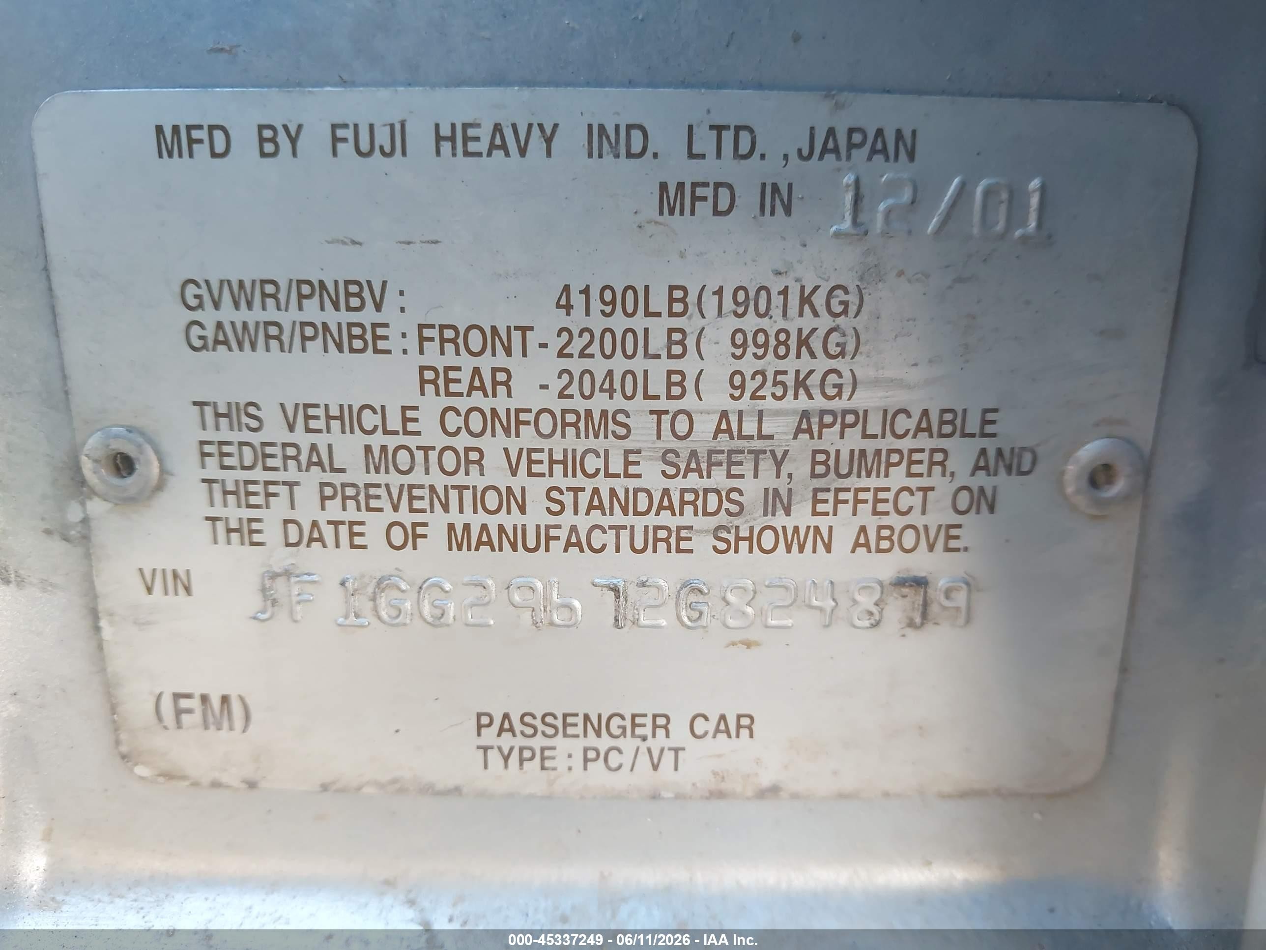 2002 Subaru Impreza Wrx Серебряный vin: JF1GG29672G824879