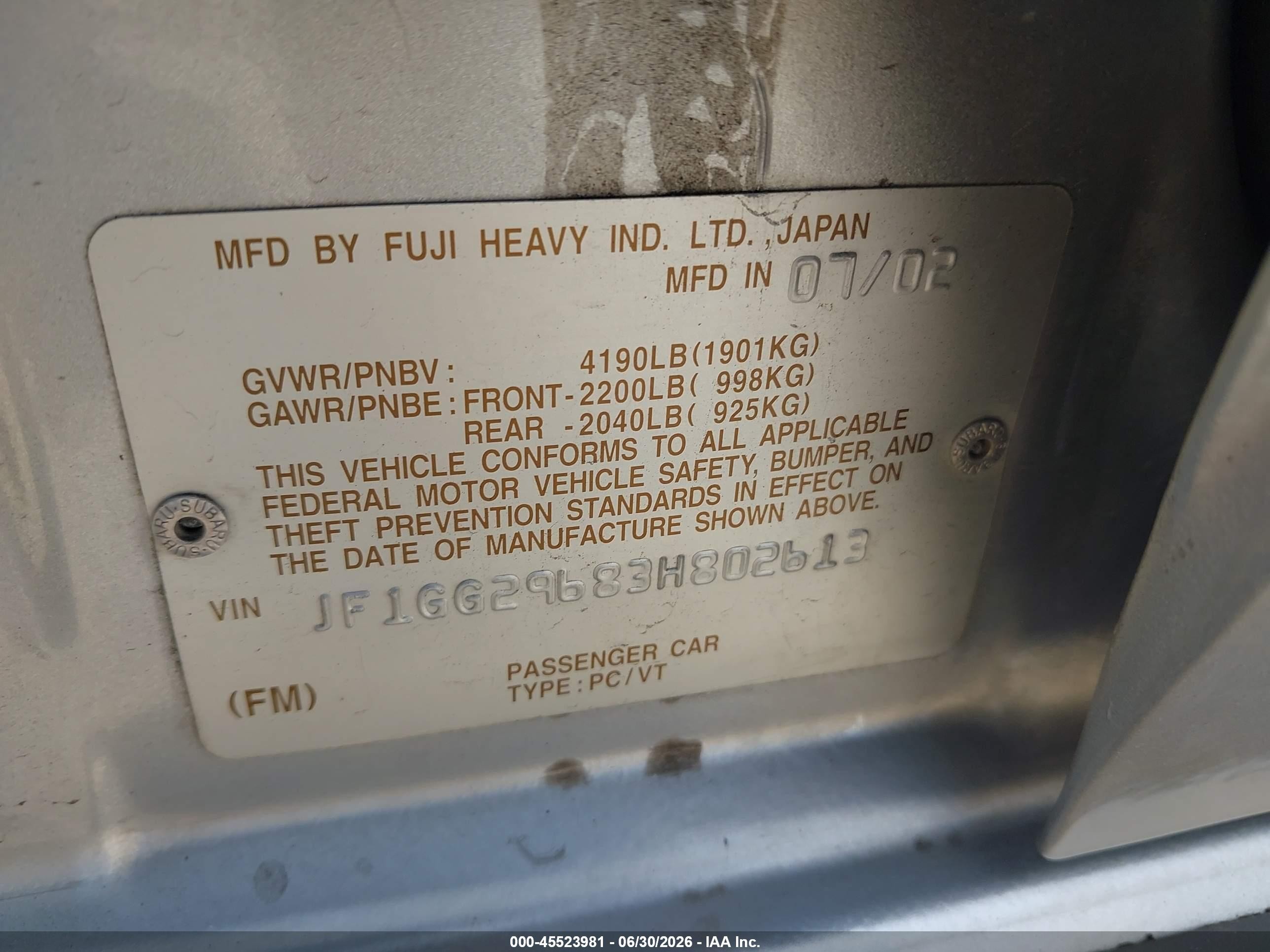 2003 Subaru Impreza Wrx Silver vin: JF1GG29683H802613